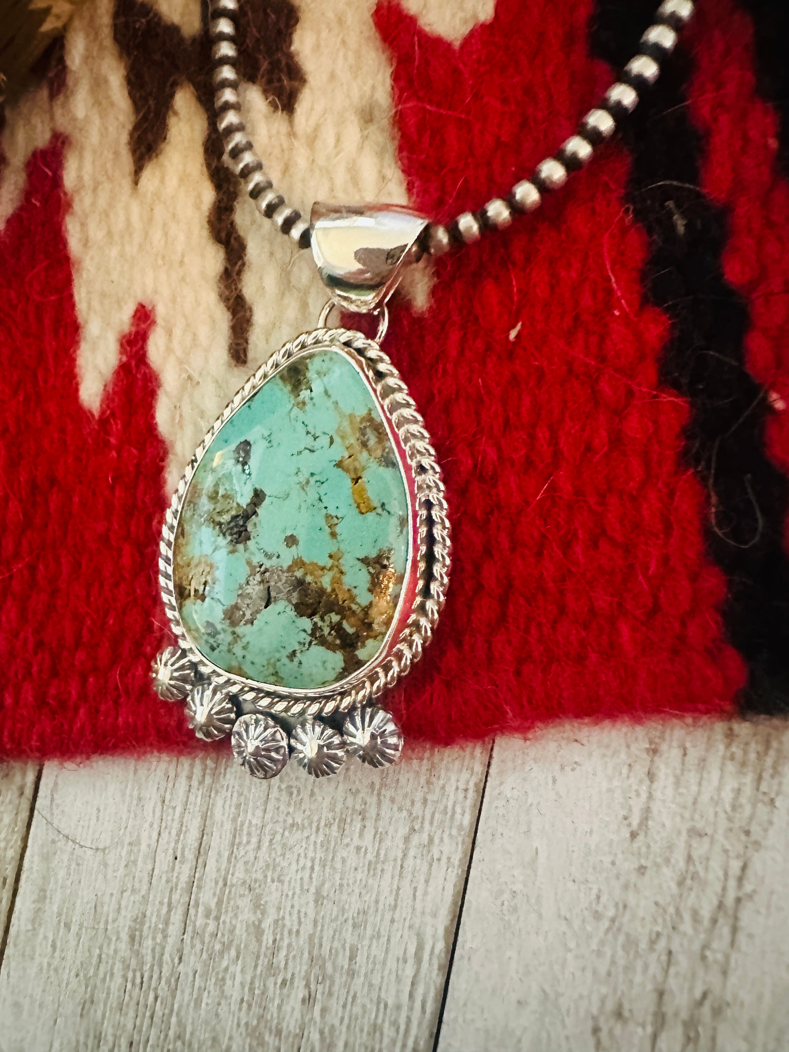 Navajo Number 8 Turquoise & Sterling Silver Pendant