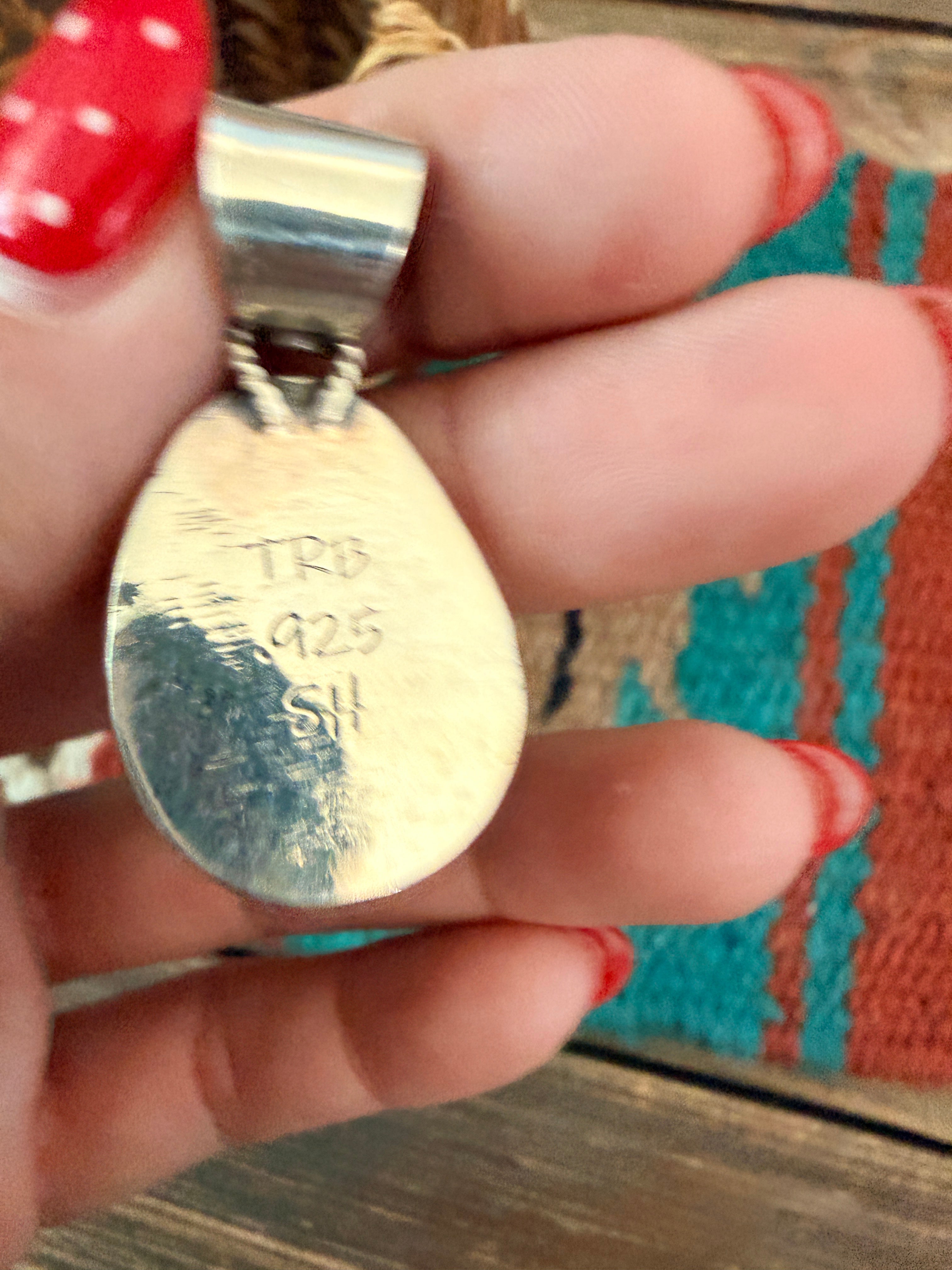Handmade Sterling Silver & Number 8 Turquoise Pendant