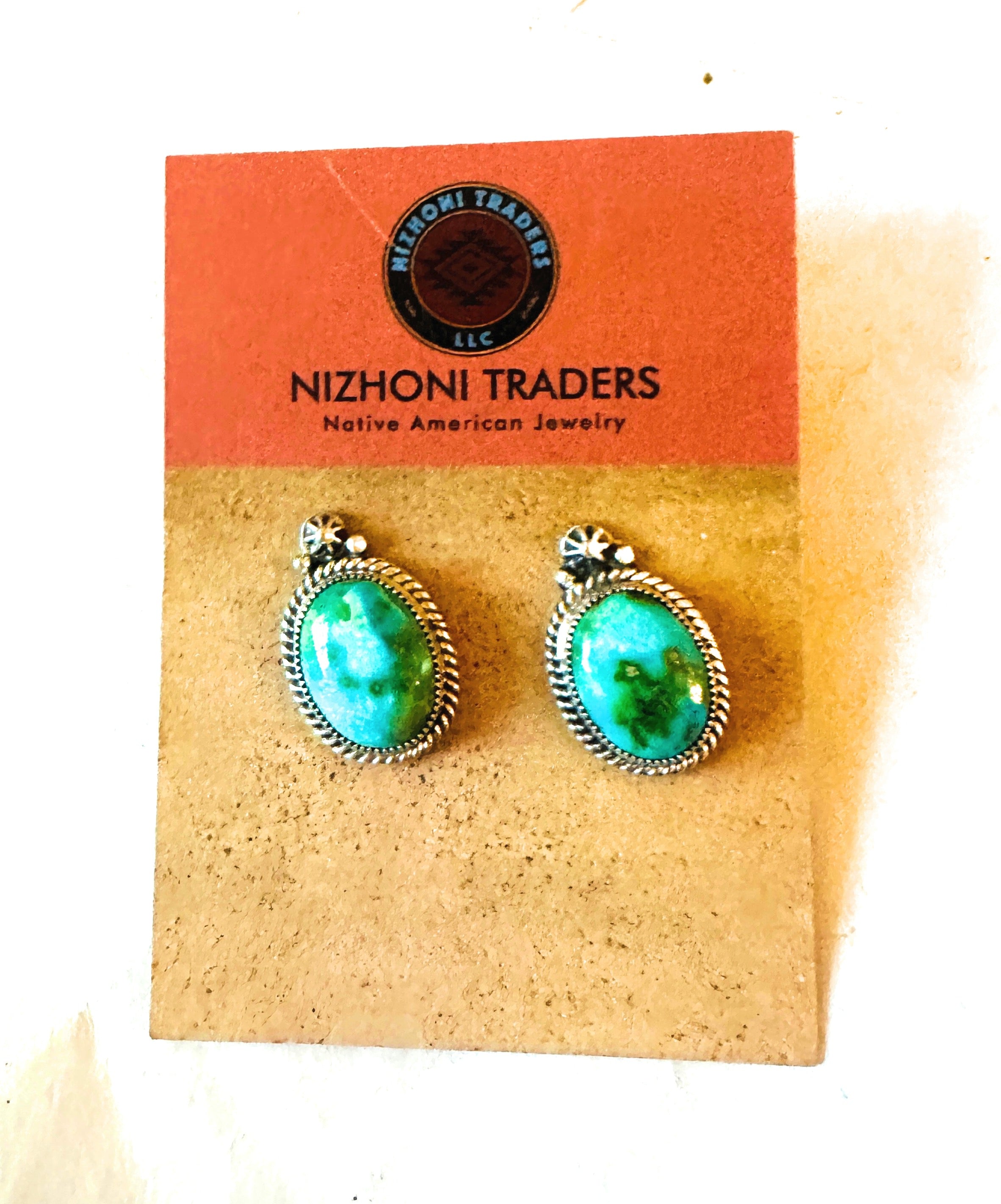 Navajo Sonoran Mountain Turquoise And Sterling Silver Post Earrings