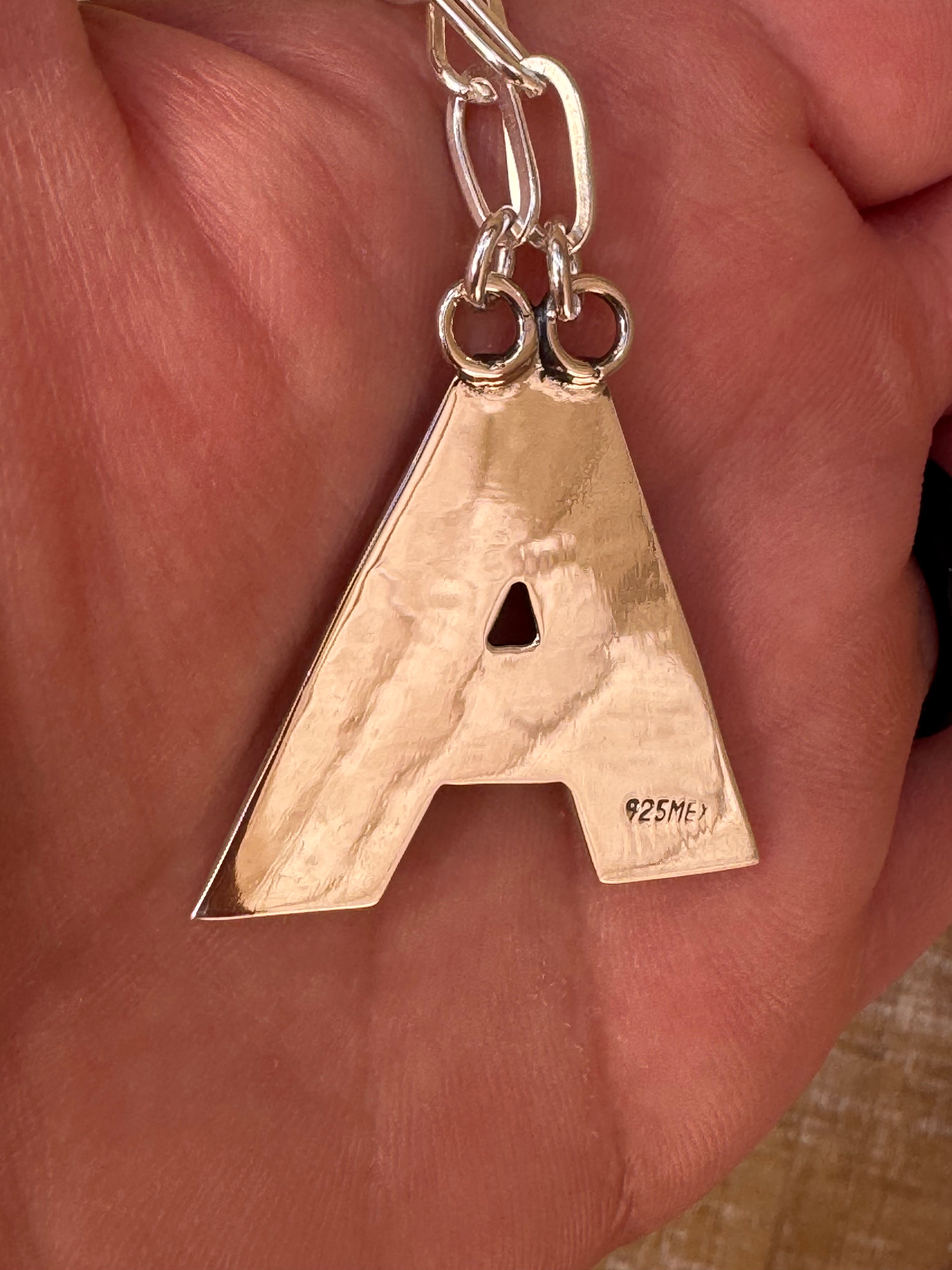 Handmade Sterling Silver Paper Clip Ball Letter Necklace