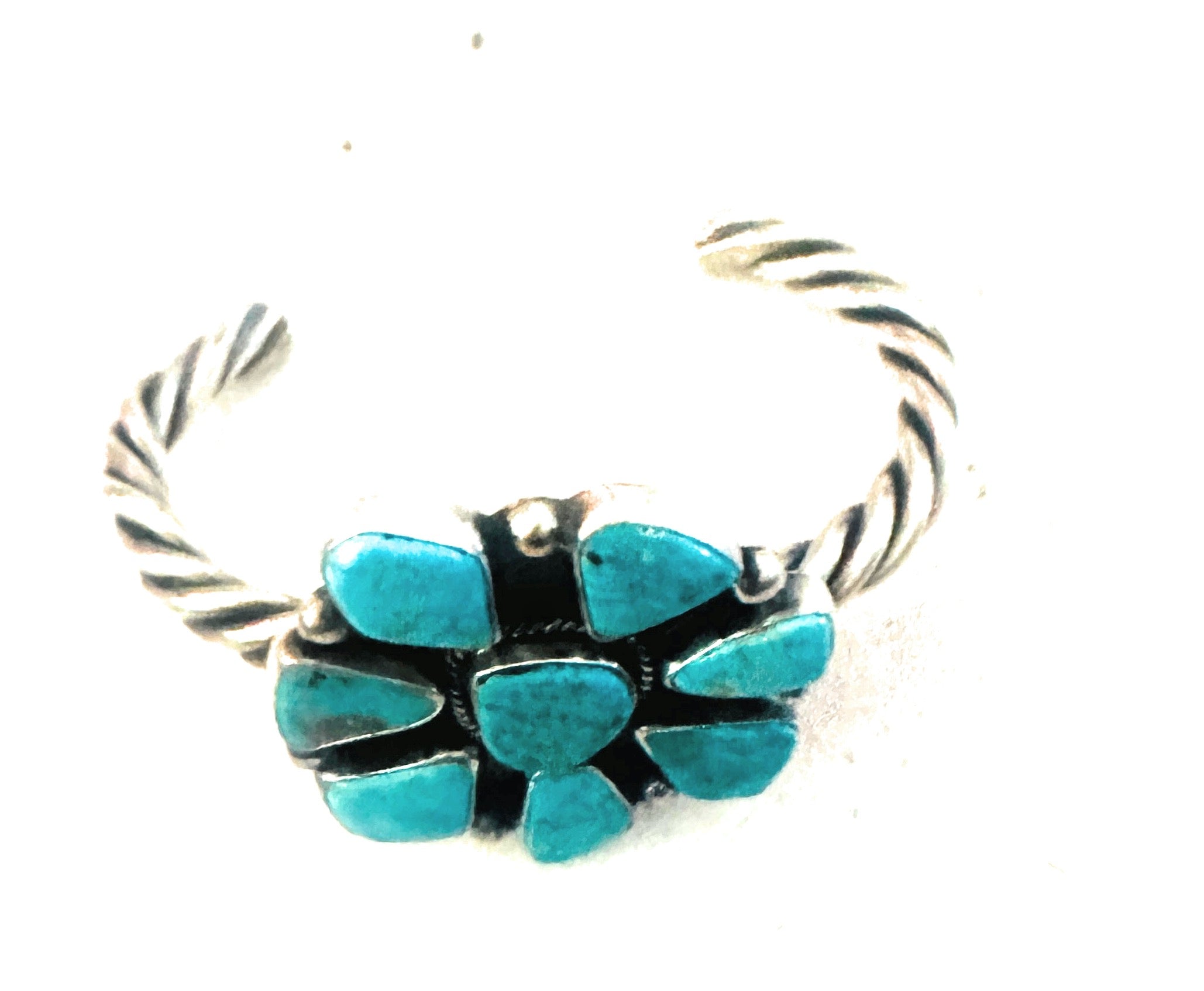 Navajo Kingman Turquoise & Sterling Silver Cluster Cuff Bracelet