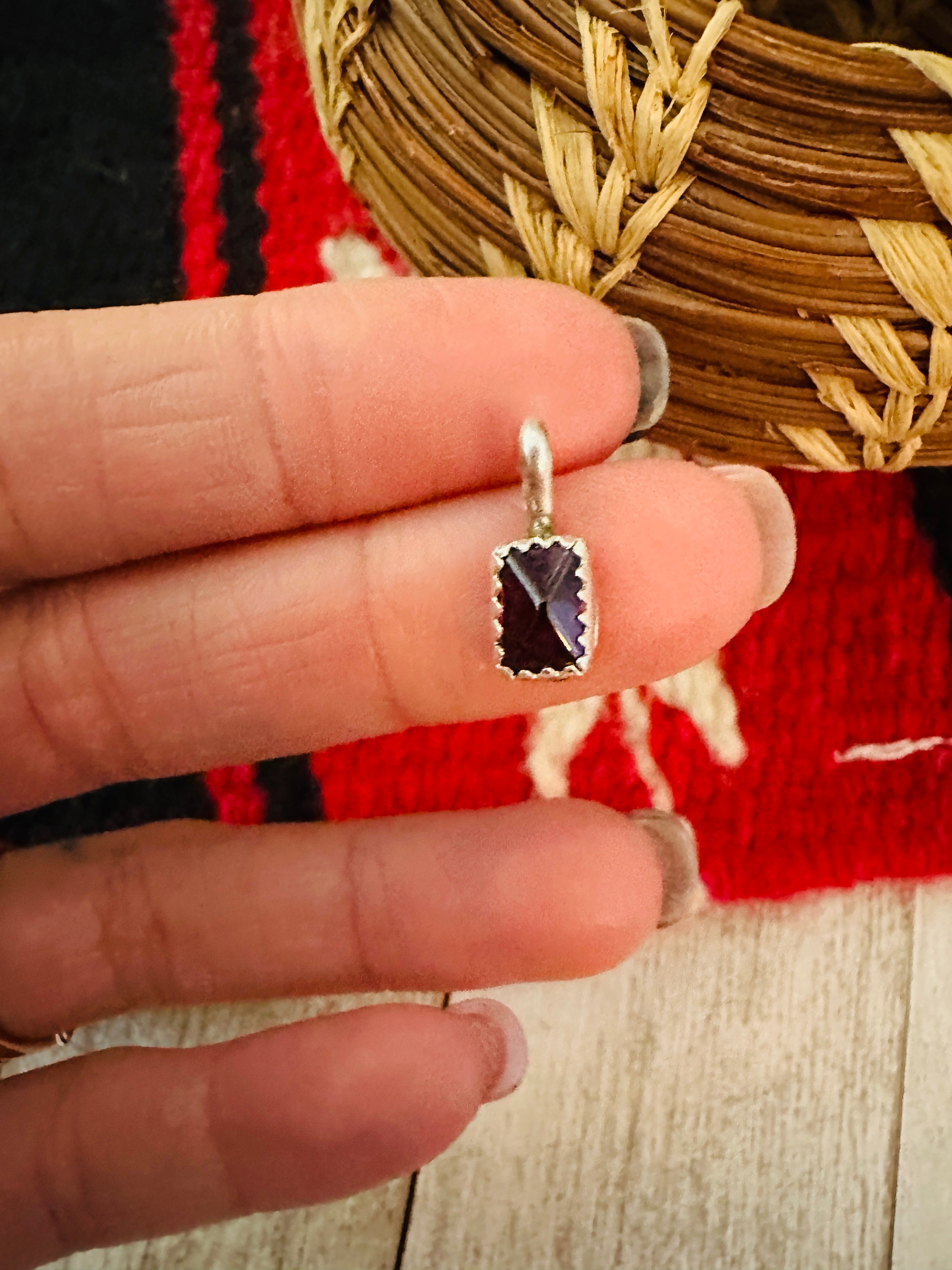 Navajo Sterling Silver & Garnet Mini Pendant