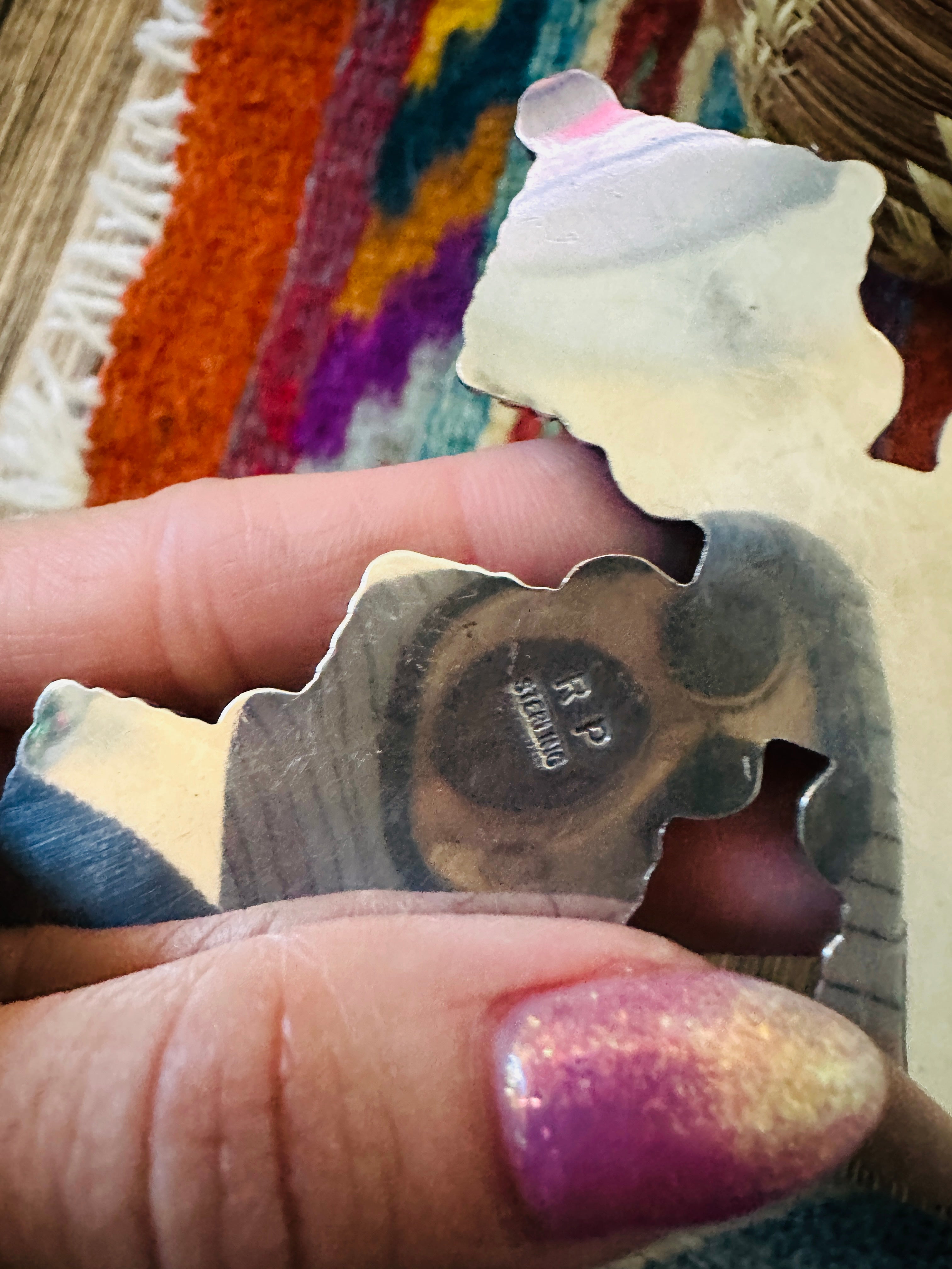 Handcrafted Sterling Silver & Kingman Turquoise Cross Pendant by Rosella Paxson