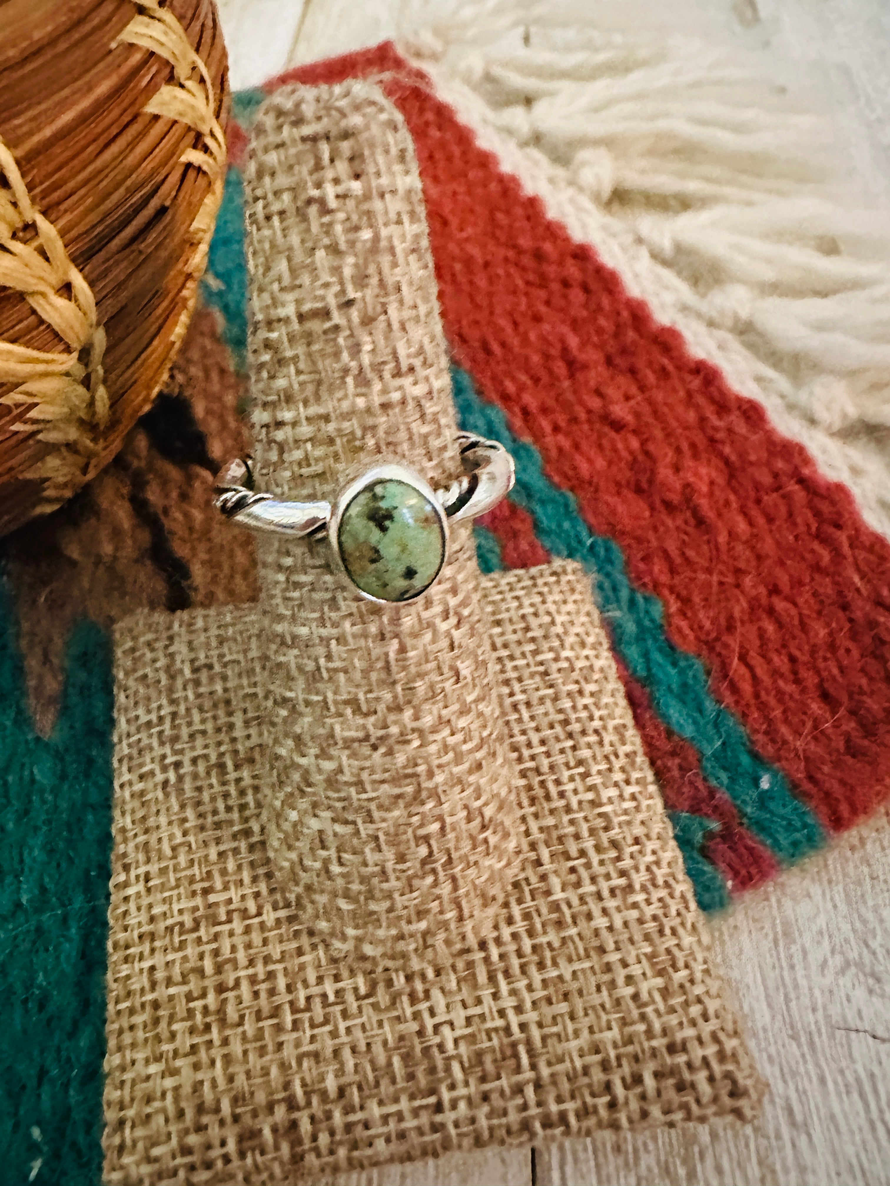 Handcrafted Sterling Silver & Turquoise Ring Size 5.5