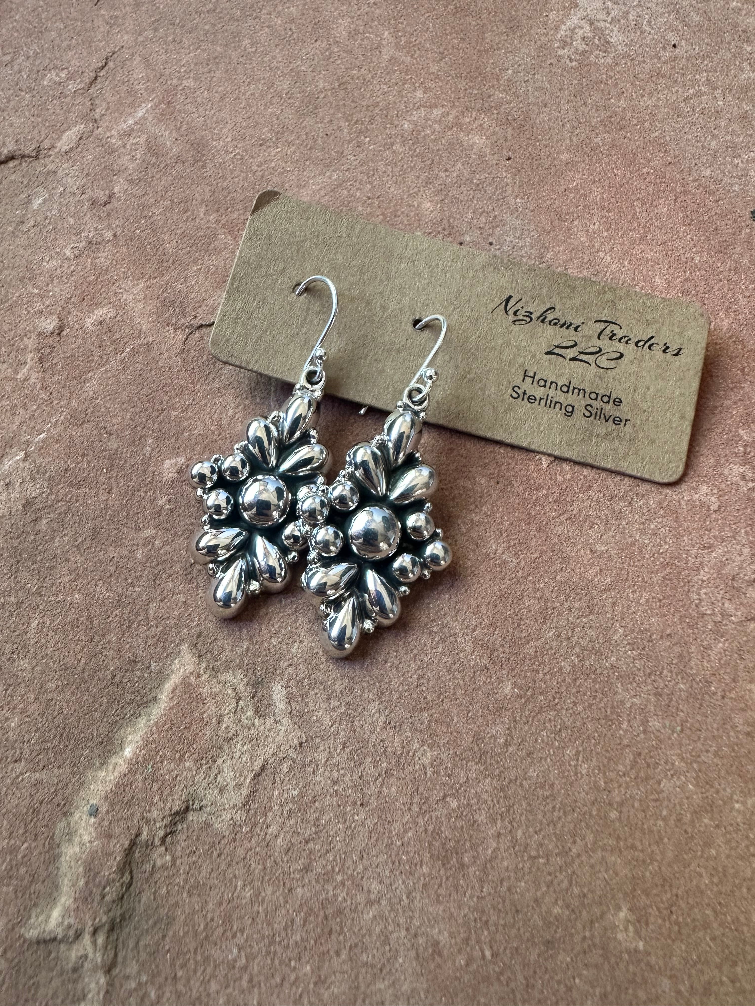 Handmade Sterling Silver Ball Dangle Earrings Signed Nizhoni