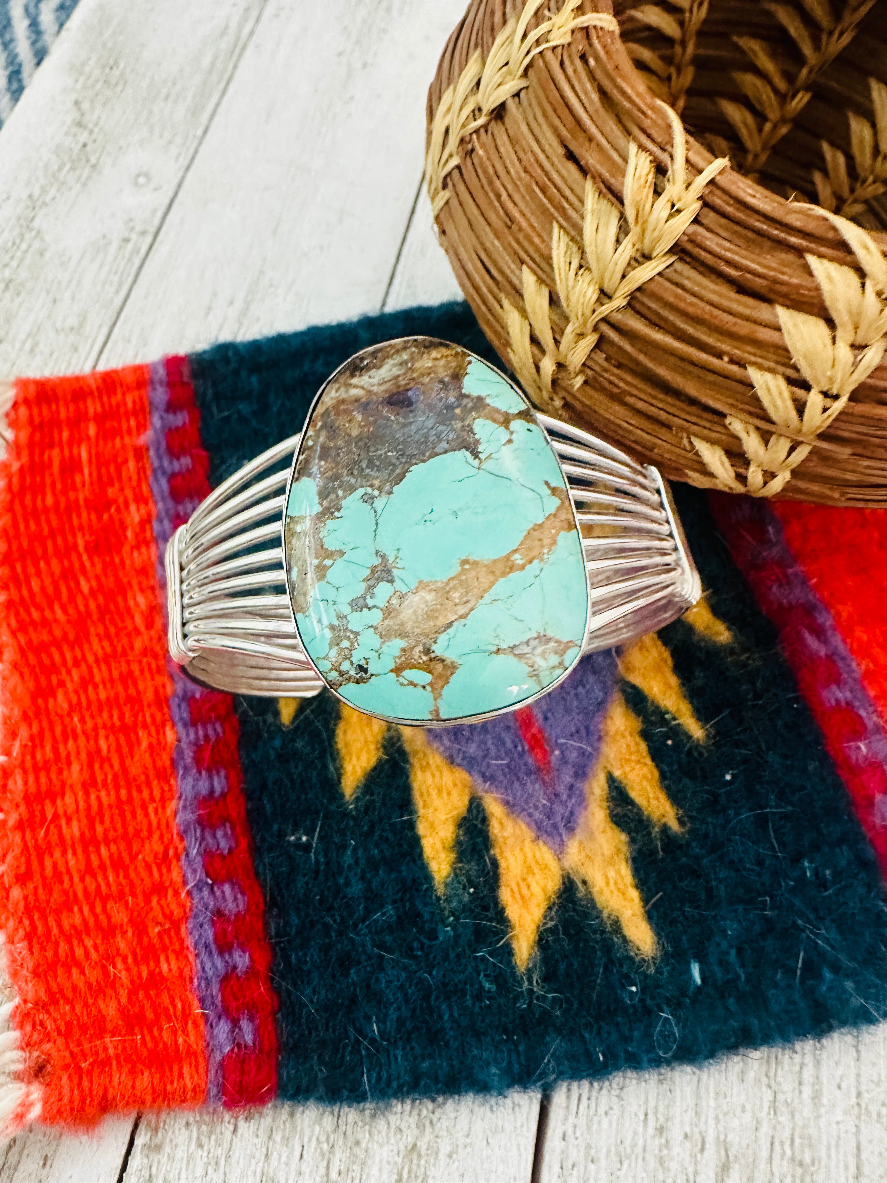 Navajo Royston Turquoise & Sterling Silver Cuff Bracelet