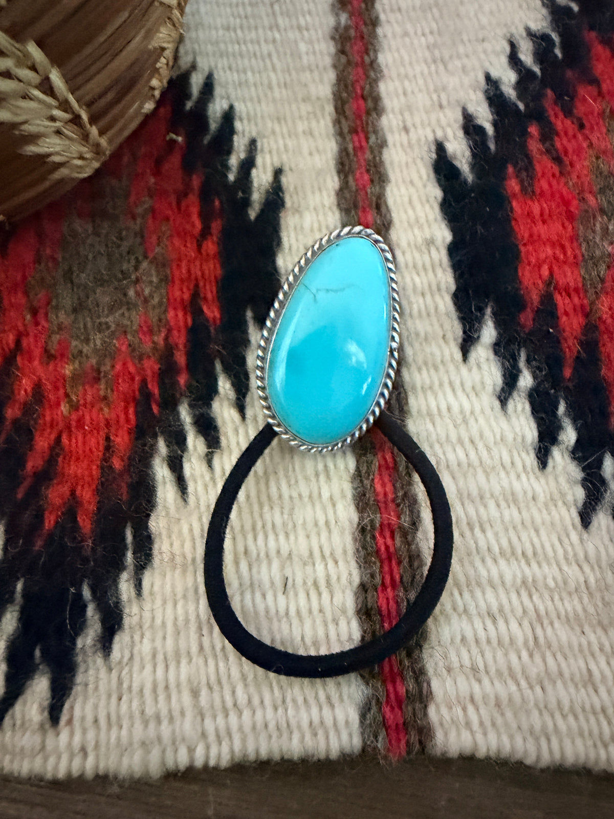 Handcrafted Turquoise & Sterling Silver Hair Tie Charm