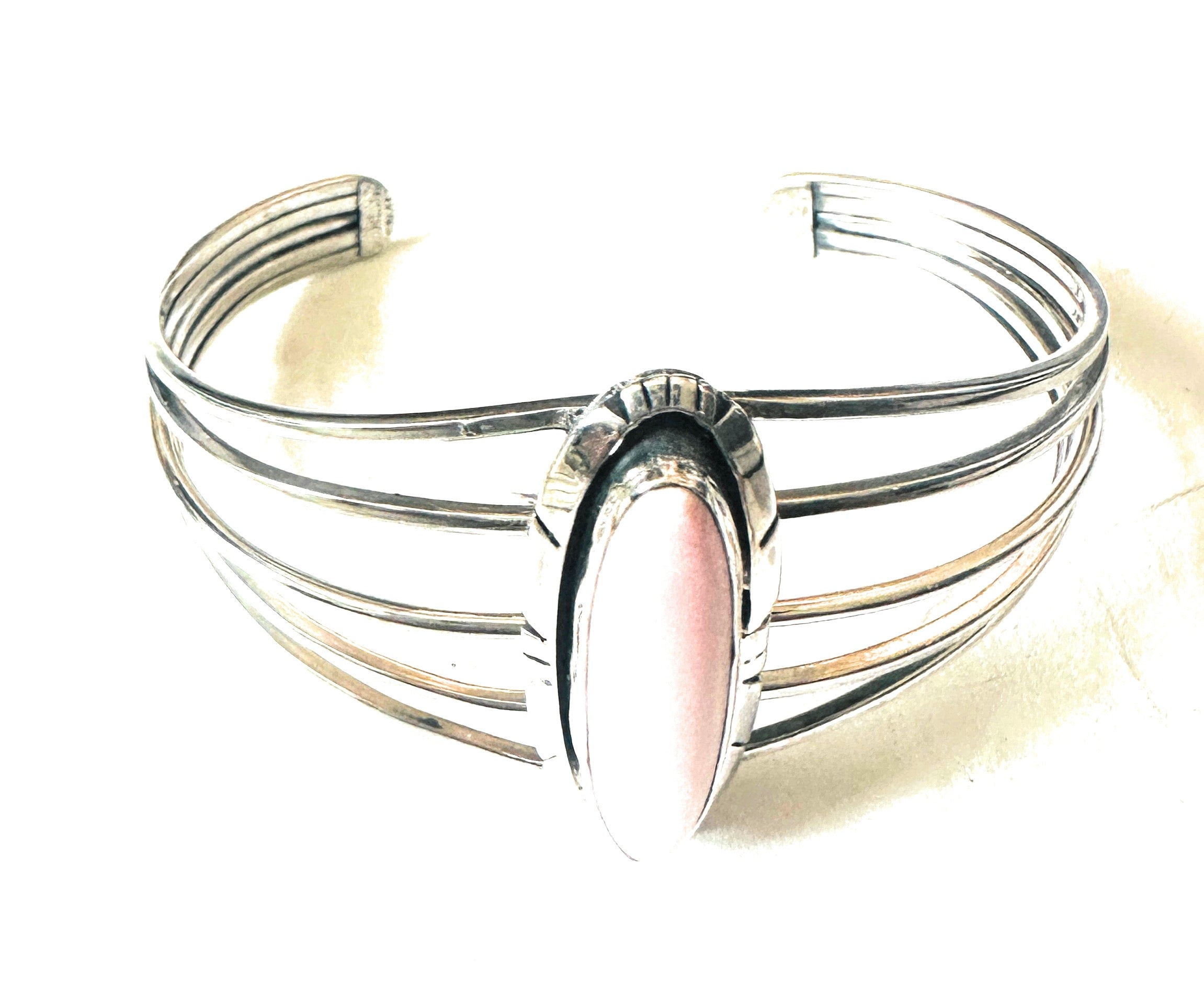 Navajo Queen Pink Conch & Sterling Silver Cuff Bracelet