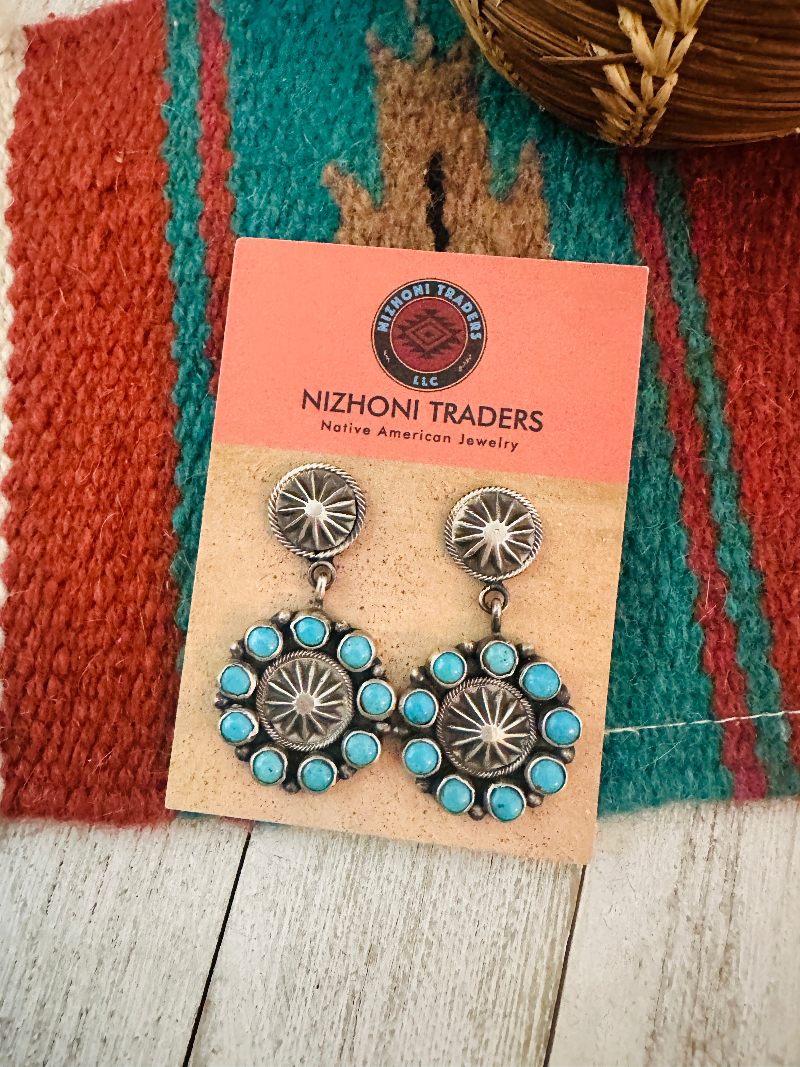 Navajo Turquoise & Sterling Silver Dangle Earrings