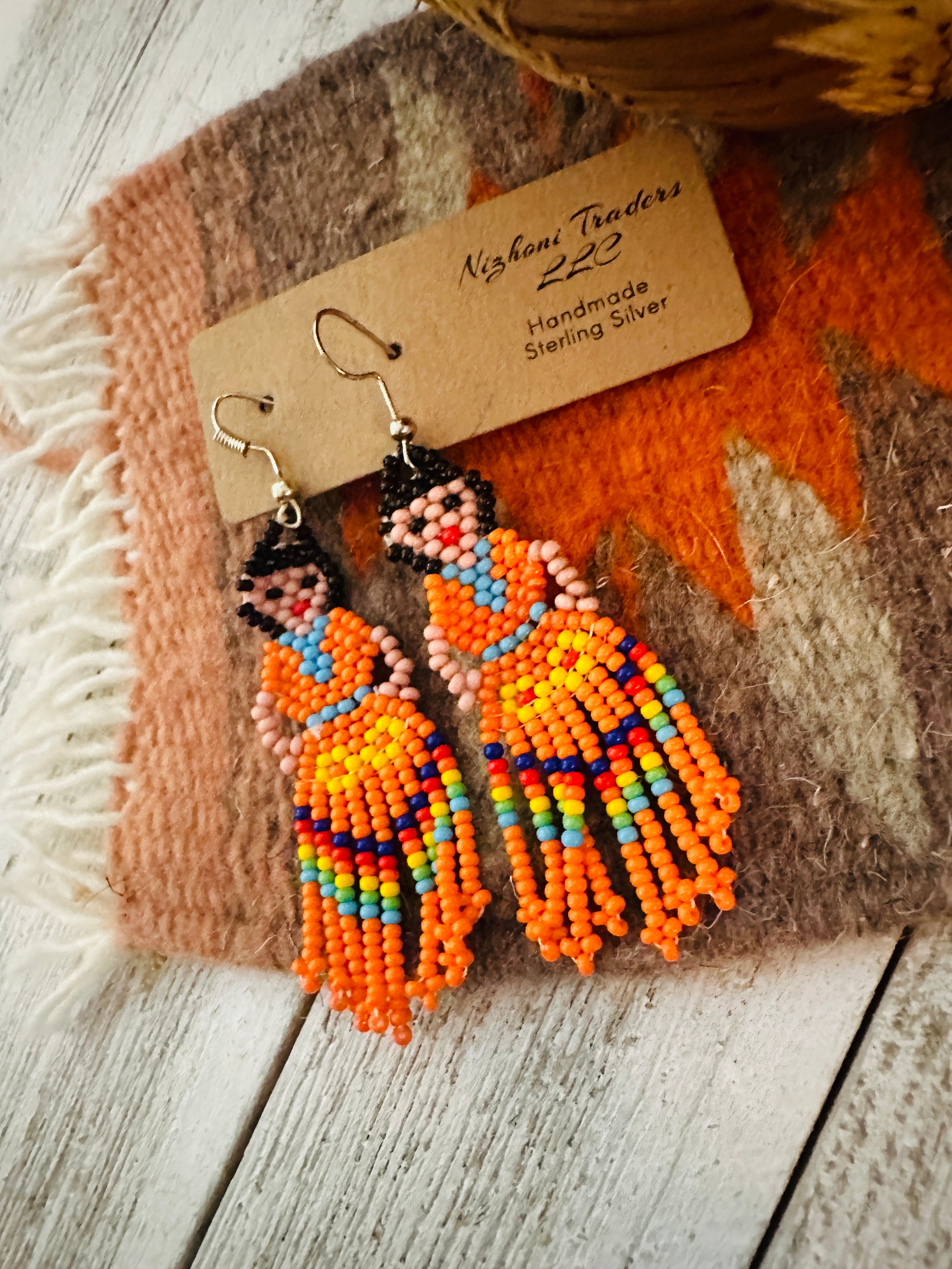 Handmade Multicolor Beaded Lady Dangle Earrings