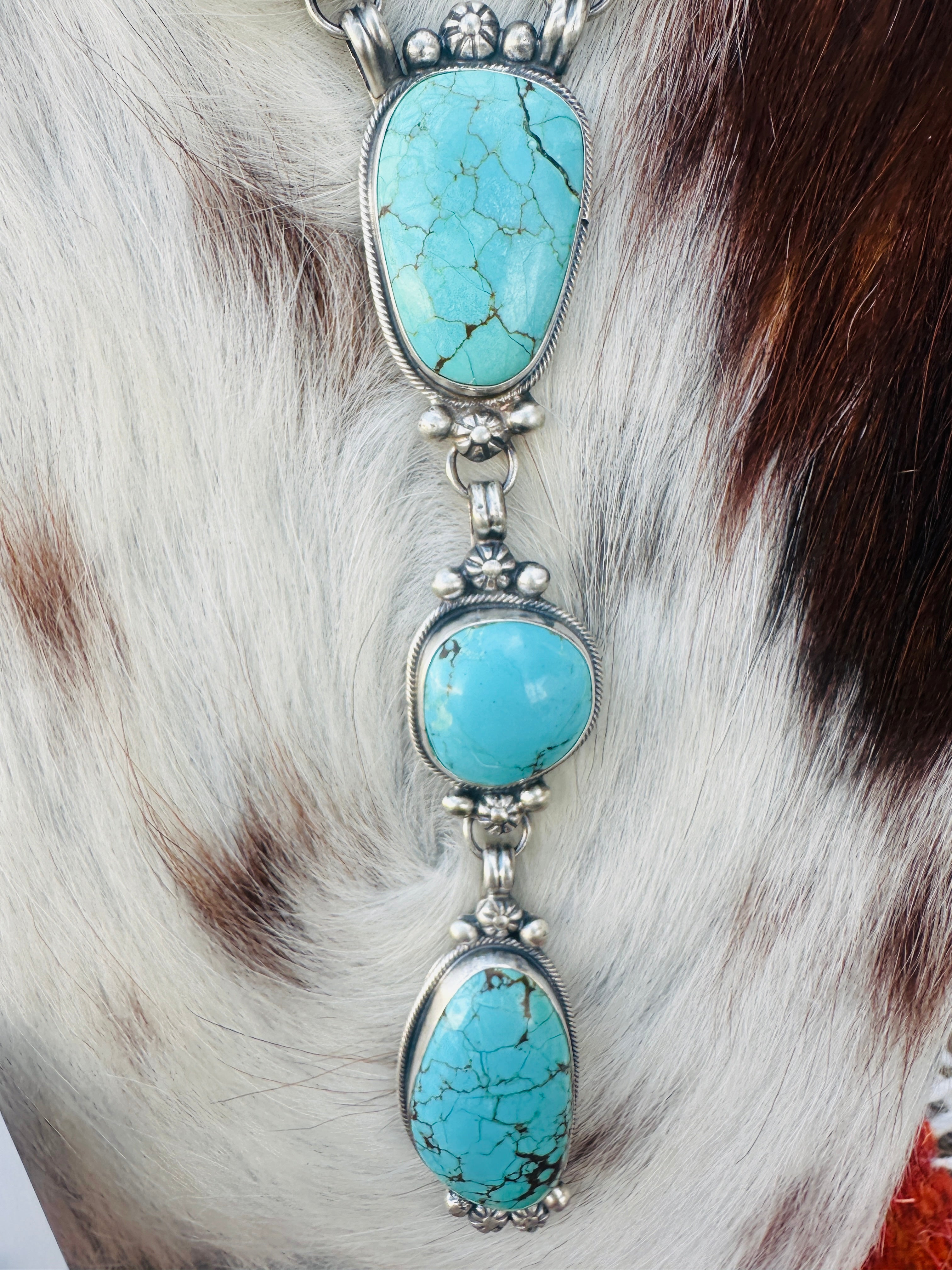 Handcrafted Turquoise & Sterling Silver Necklace and Earring Set by Sheila Becenti