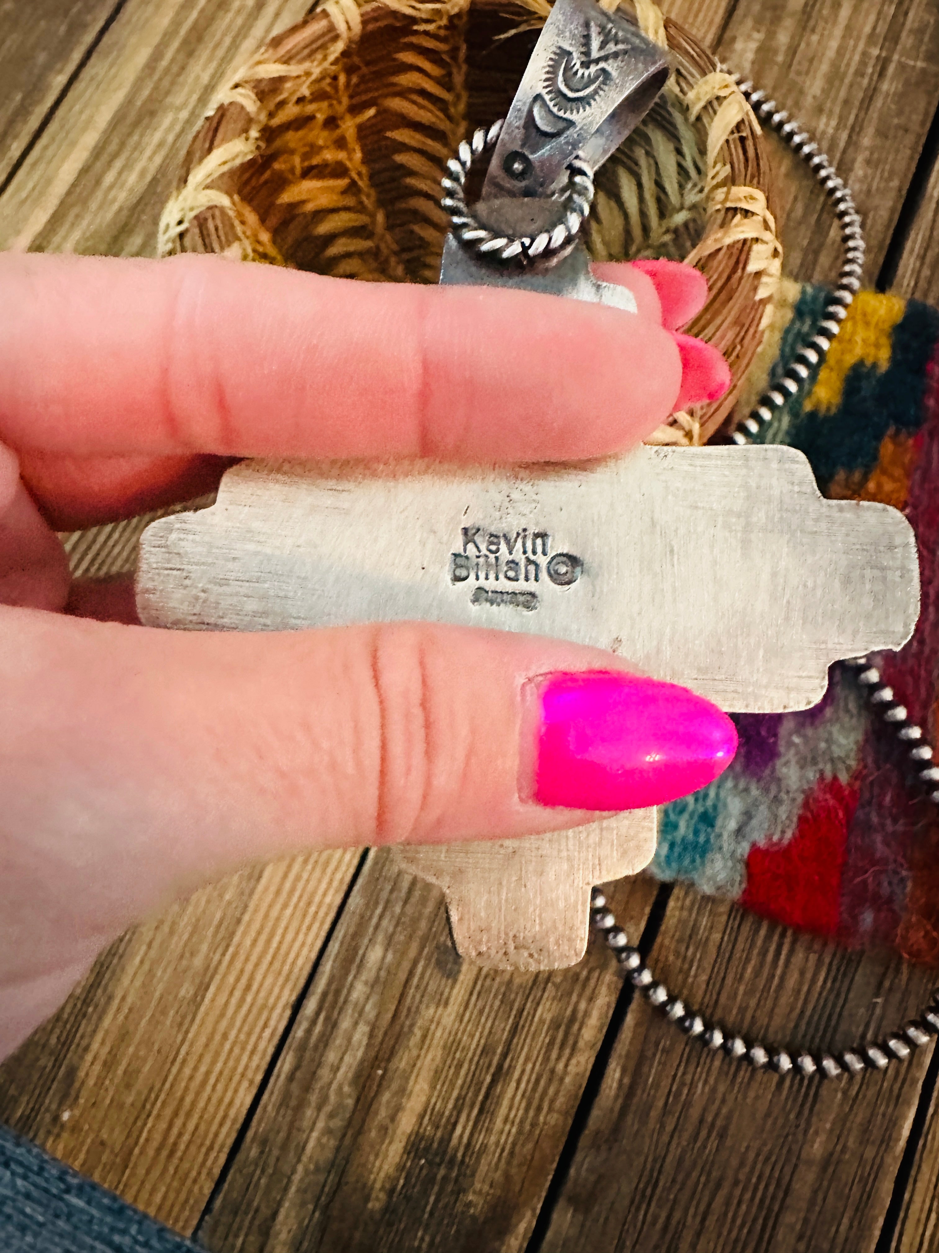 Handcrafted Sterling Silver & Turquoise Zia Cross Pendant by Kevin Billah