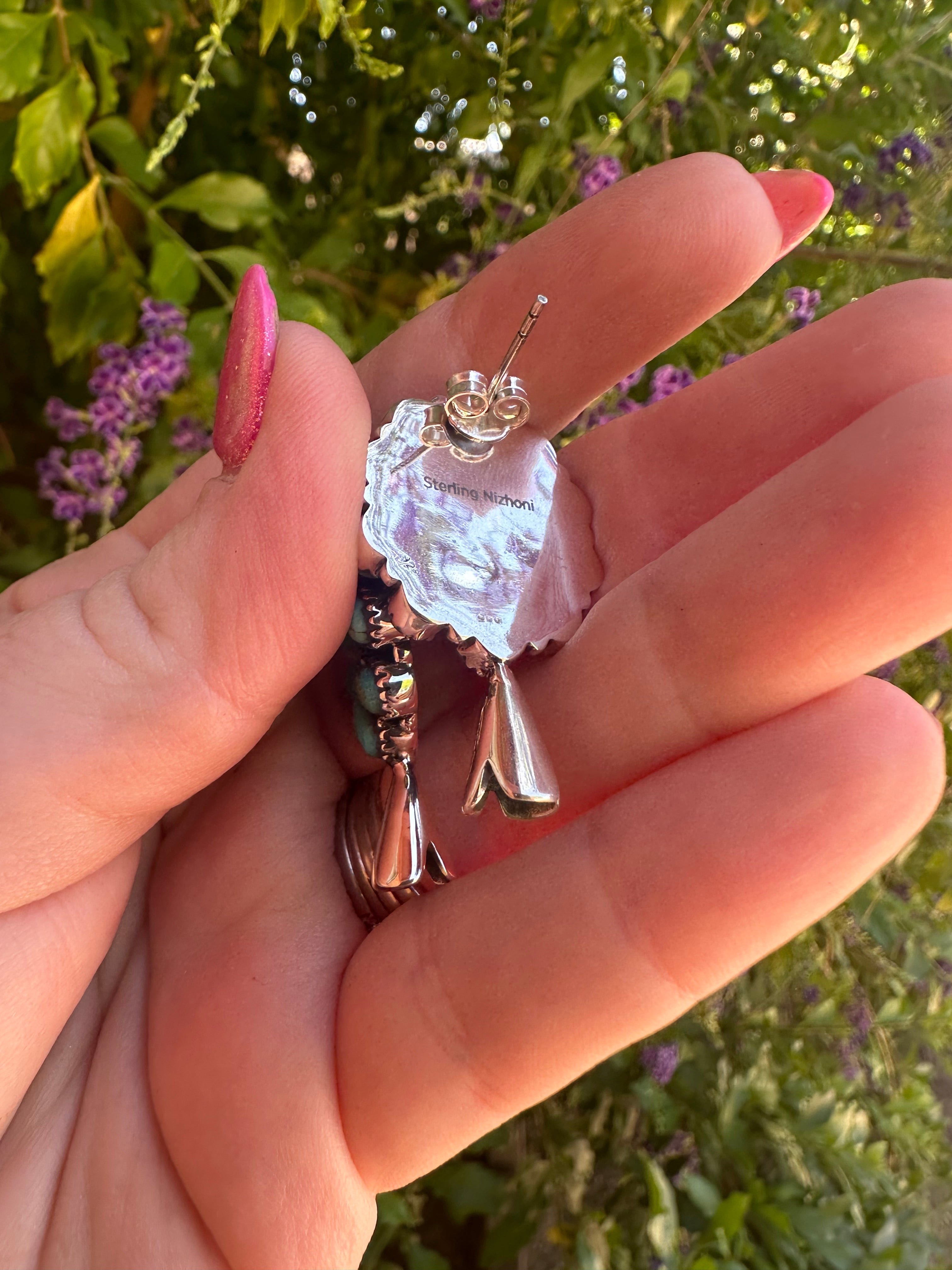 Handmade Sterling Silver & Turquoise Blossom Post Earrings