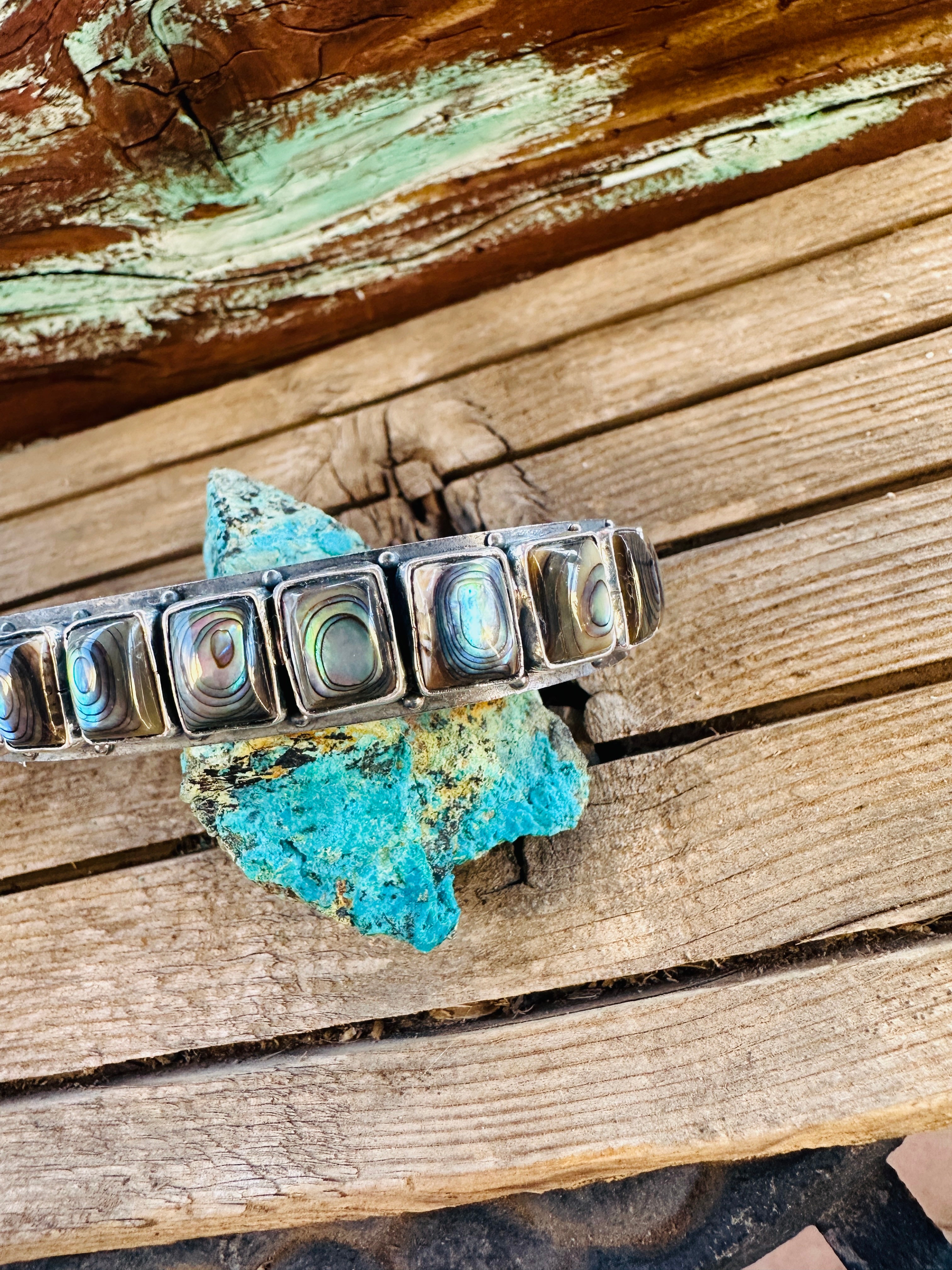 Handcrafted Sterling Silver and Abalone Cuff Bracelet by Federico Jimenez