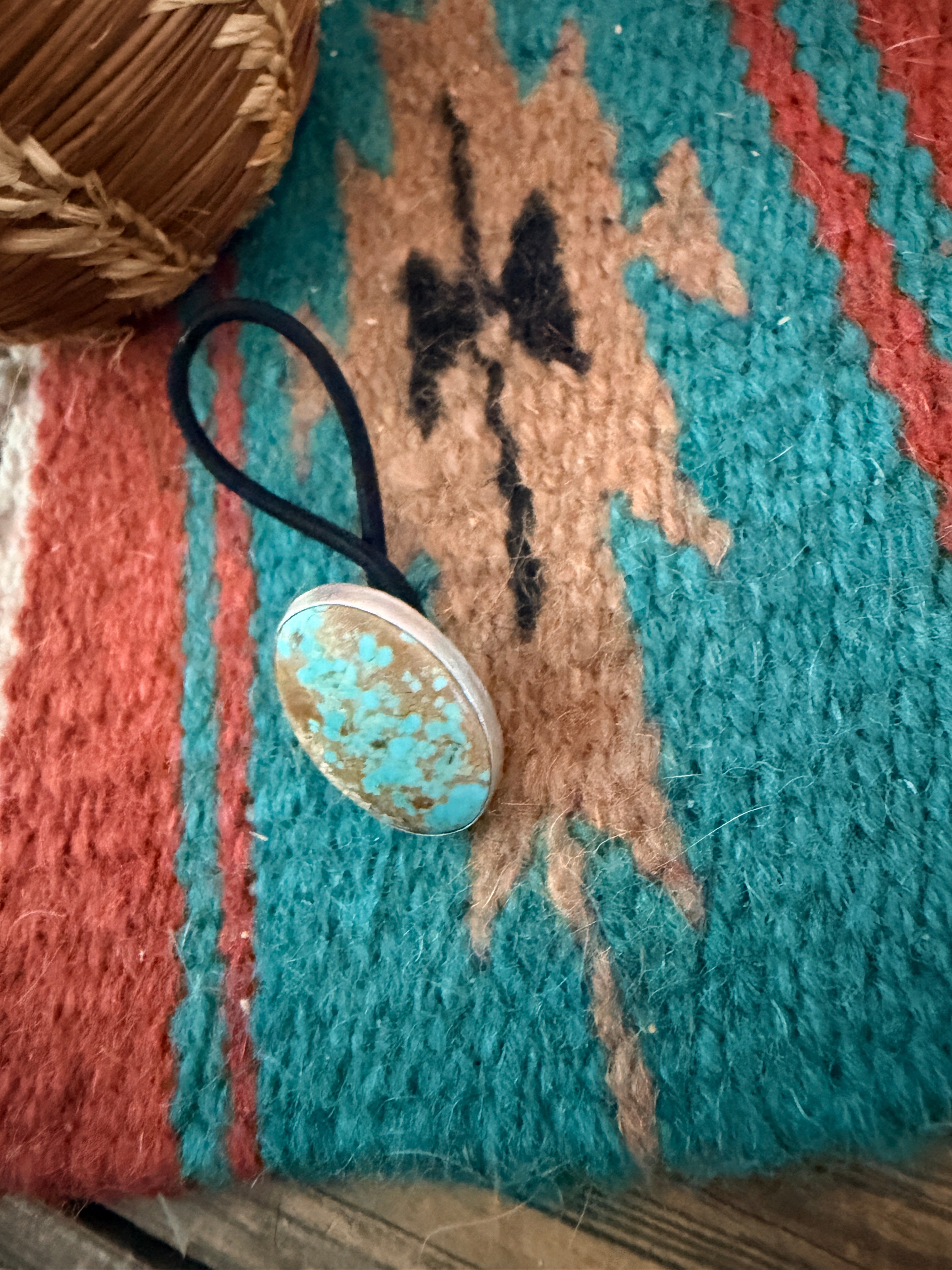 Handcrafted Turquoise & Sterling Silver Hair Tie Charm
