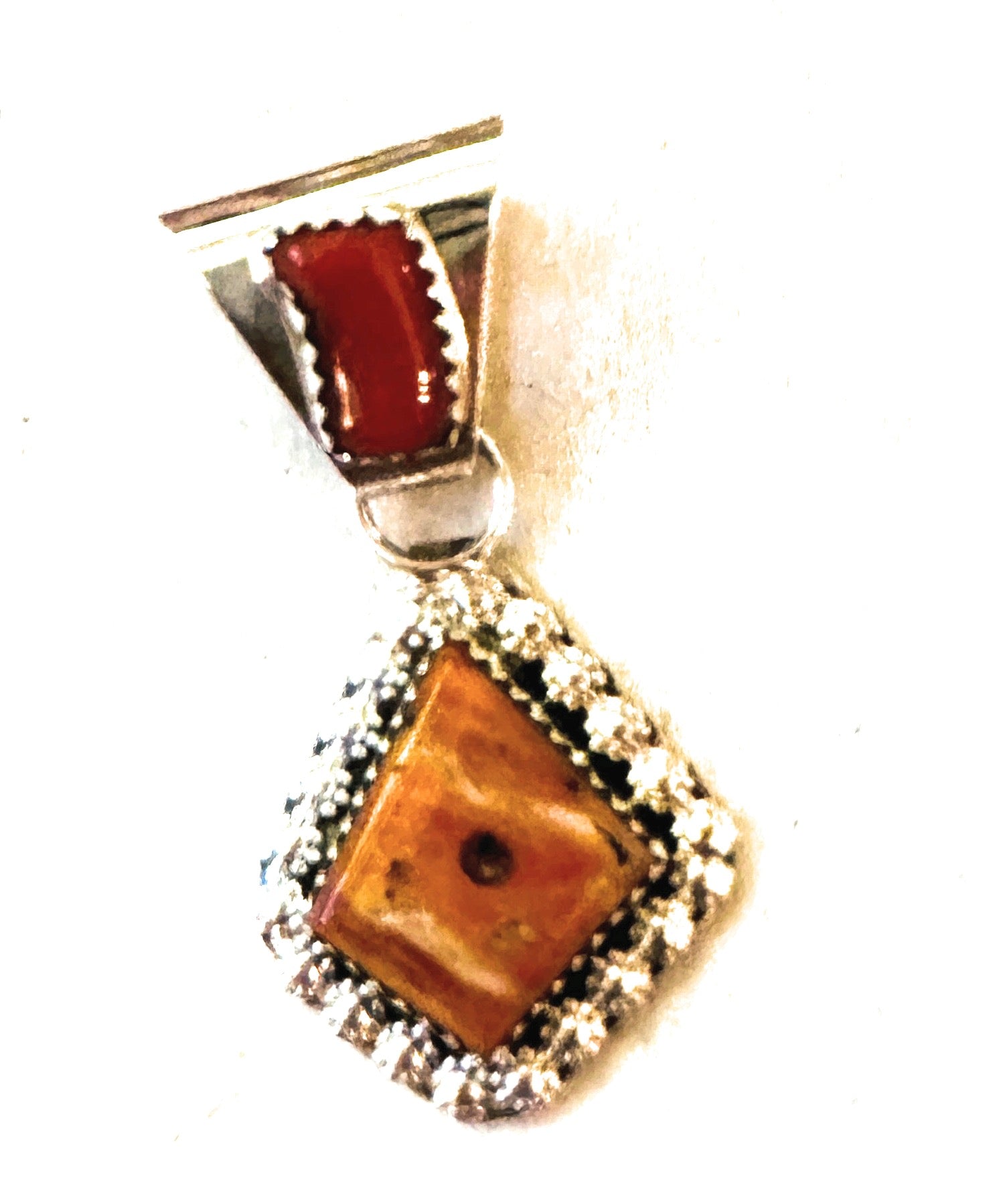 Navajo Coral, Spiny & Sterling Silver Pendant