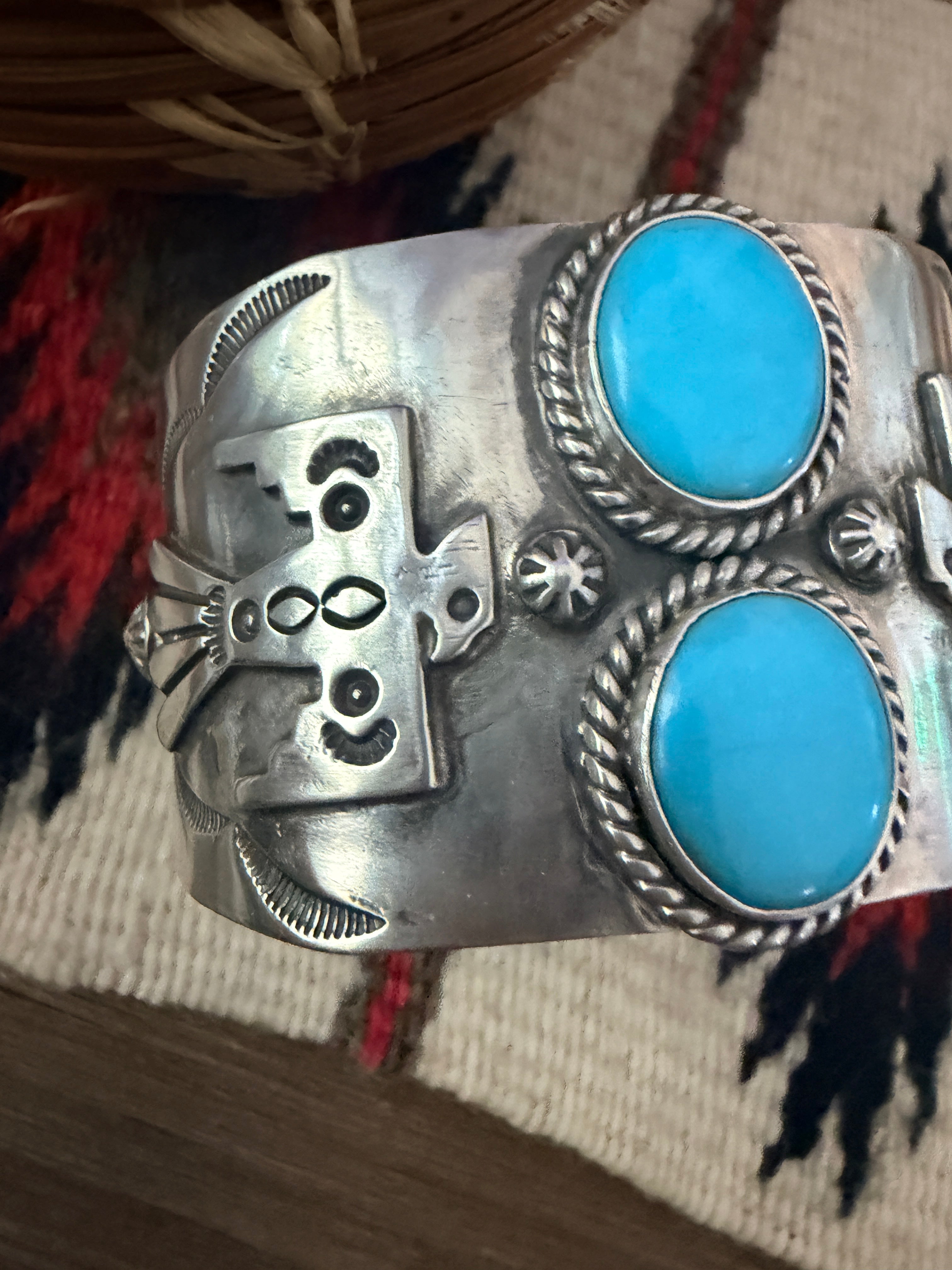 Handcrafted Turquoise & Sterling Silver Cuff Bracelet by Larry Kaye