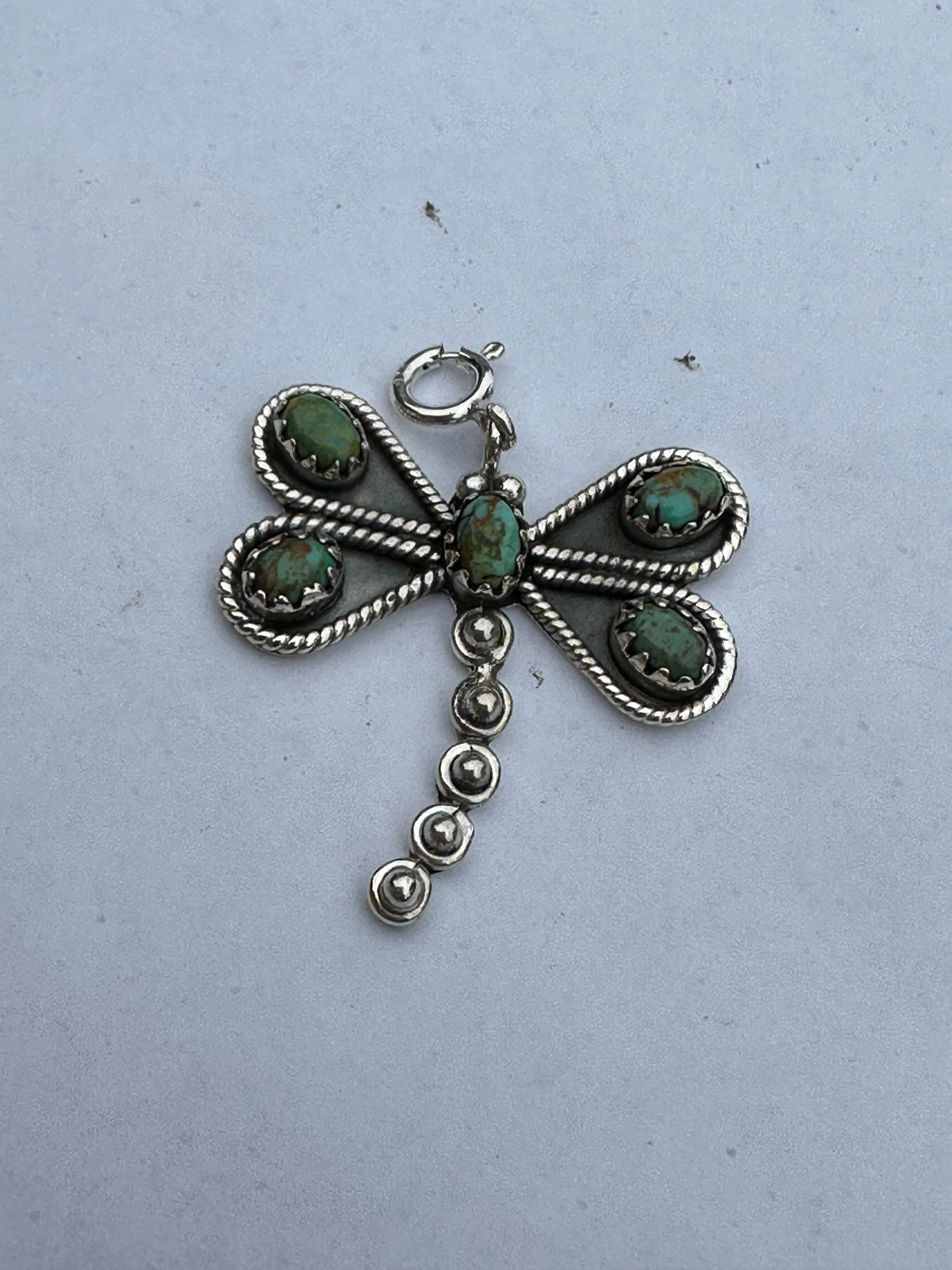 Sterling Silver and Turquoise Dragonfly Charm