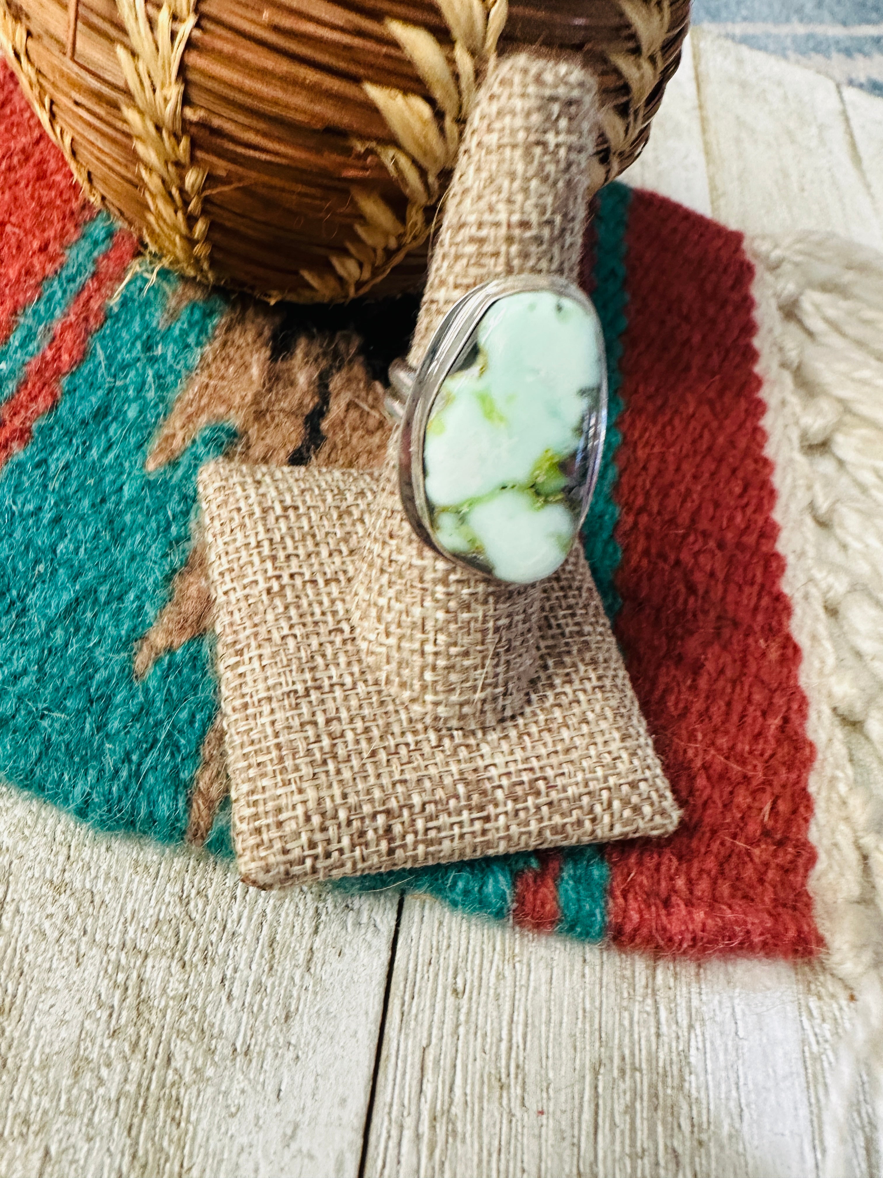 Handcrafted Palomino Turquoise & Sterling Silver Ring size 7.5