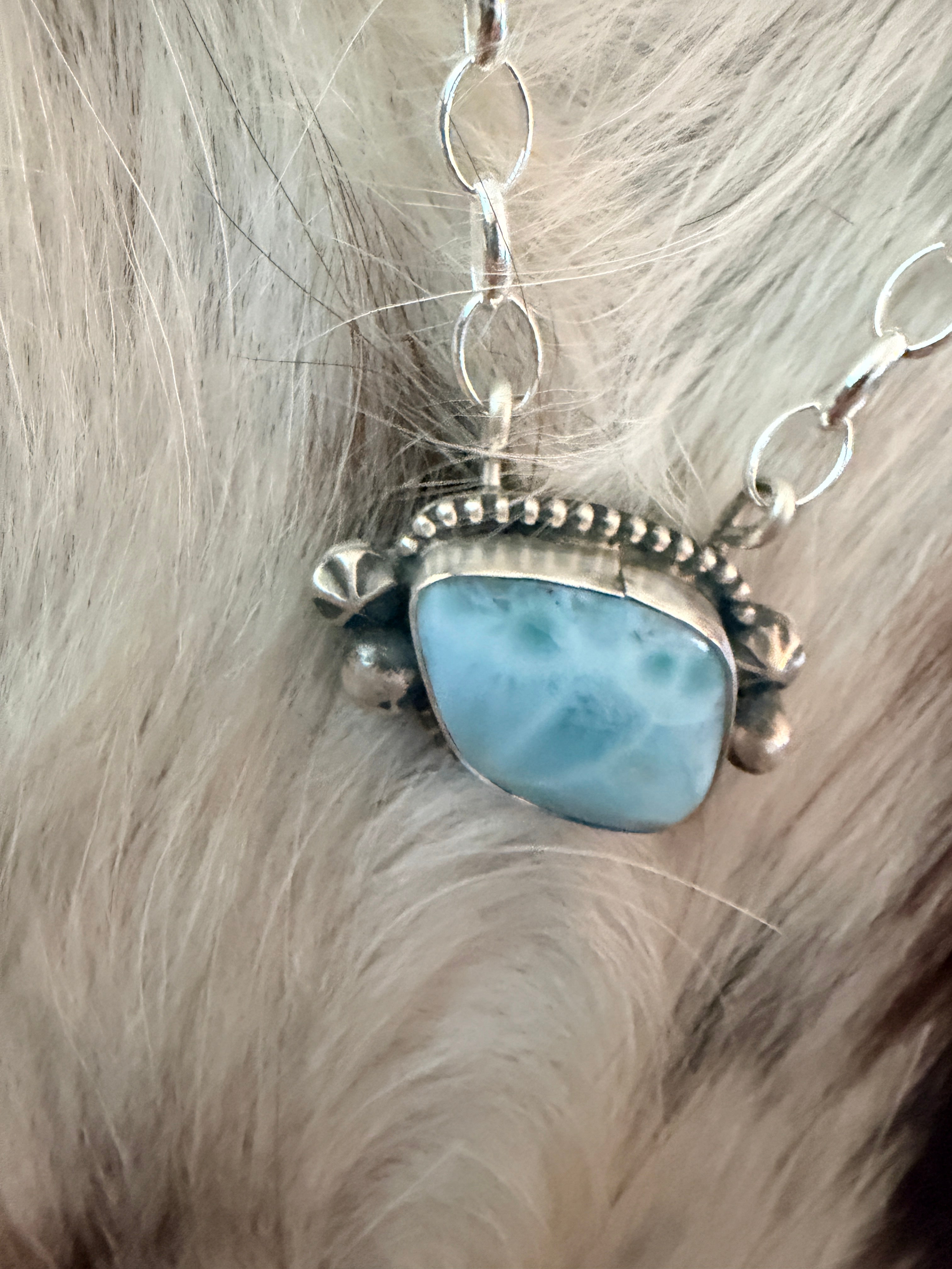 Handmade Sterling Silver & Larimar Necklace