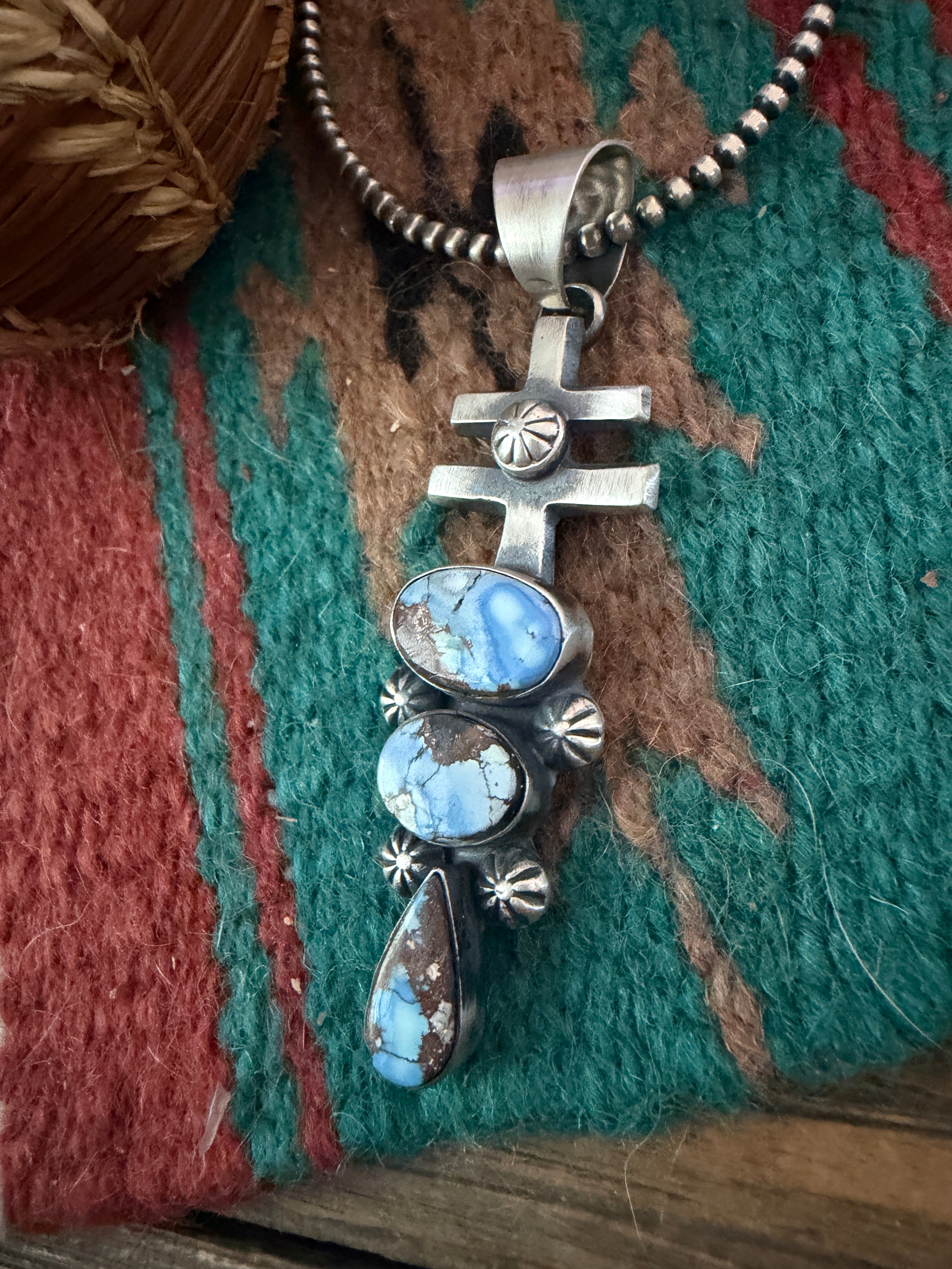 Handcrafted Sterling Silver & Golden Hills Turquoise Pendant by Chimney Butte