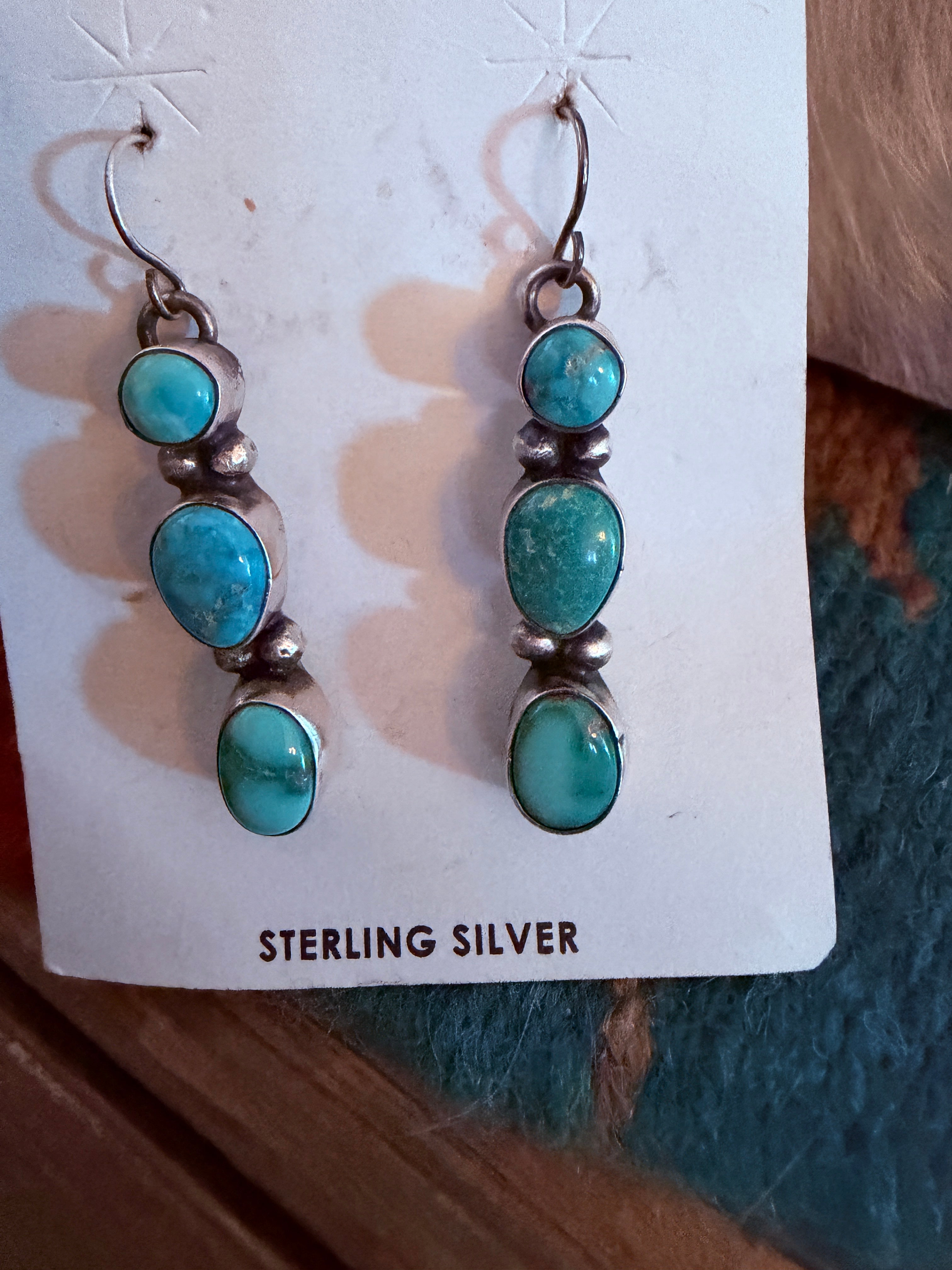 Handcrafted Sonoran Mountain Turquoise & Sterling Silver Necklace and Earring Set by Sheila Becenti