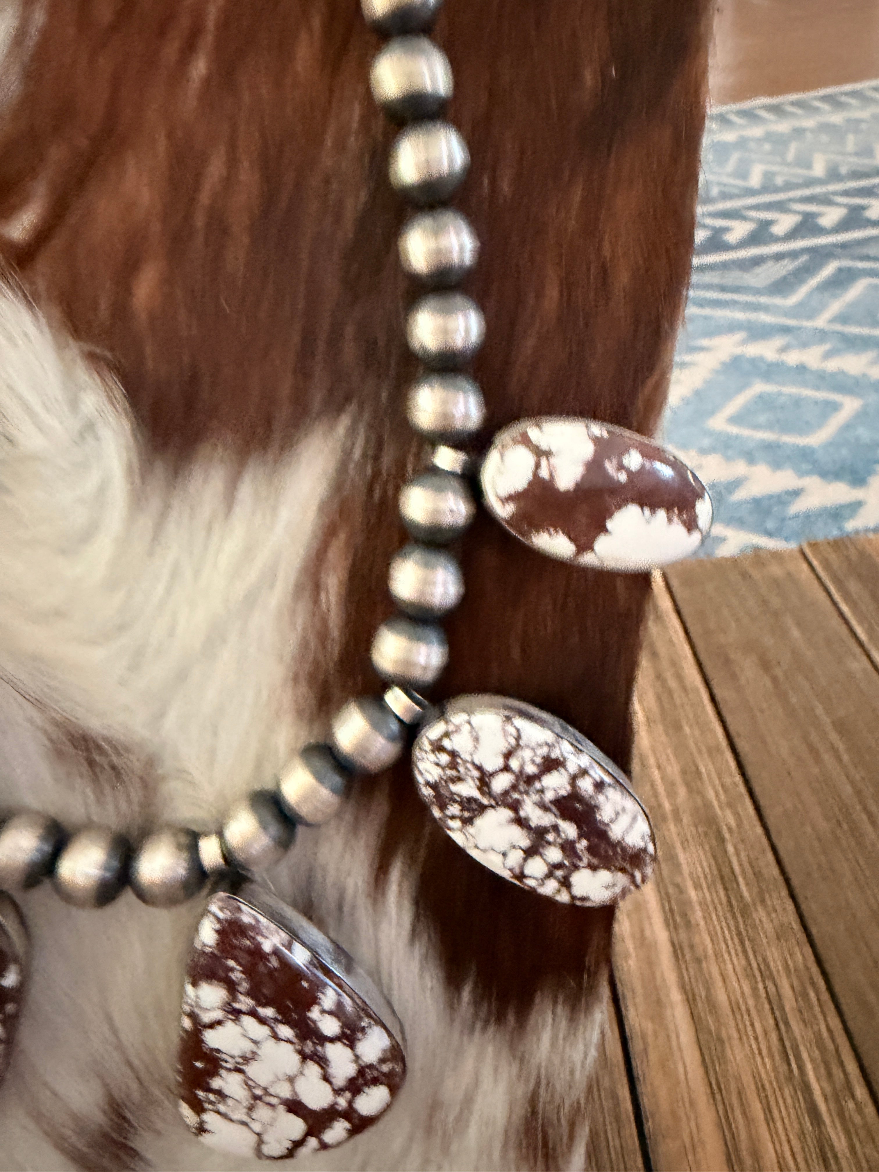 Handcrafted Wild Horse & Sterling Silver Beaded Necklace