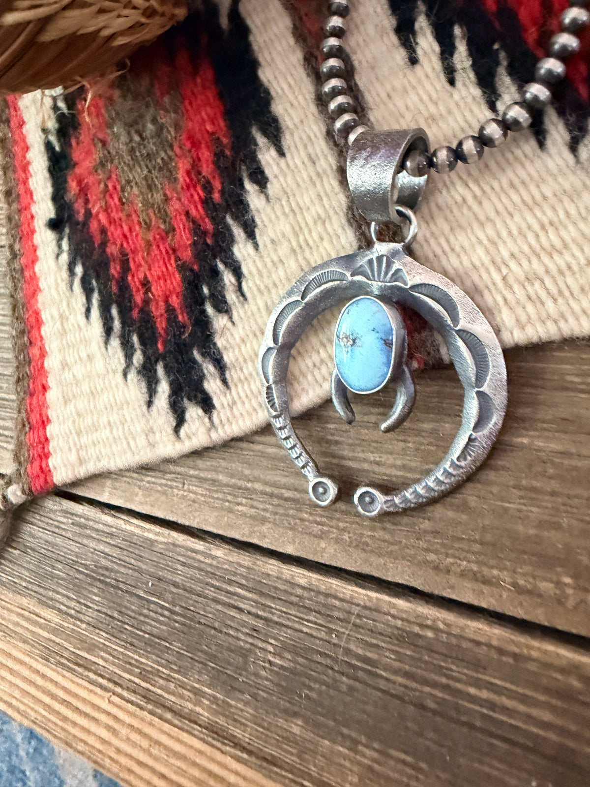 Handcrafted Sterling Silver & Golden Hills Turquoise Naja Pendant by Kevin Billah