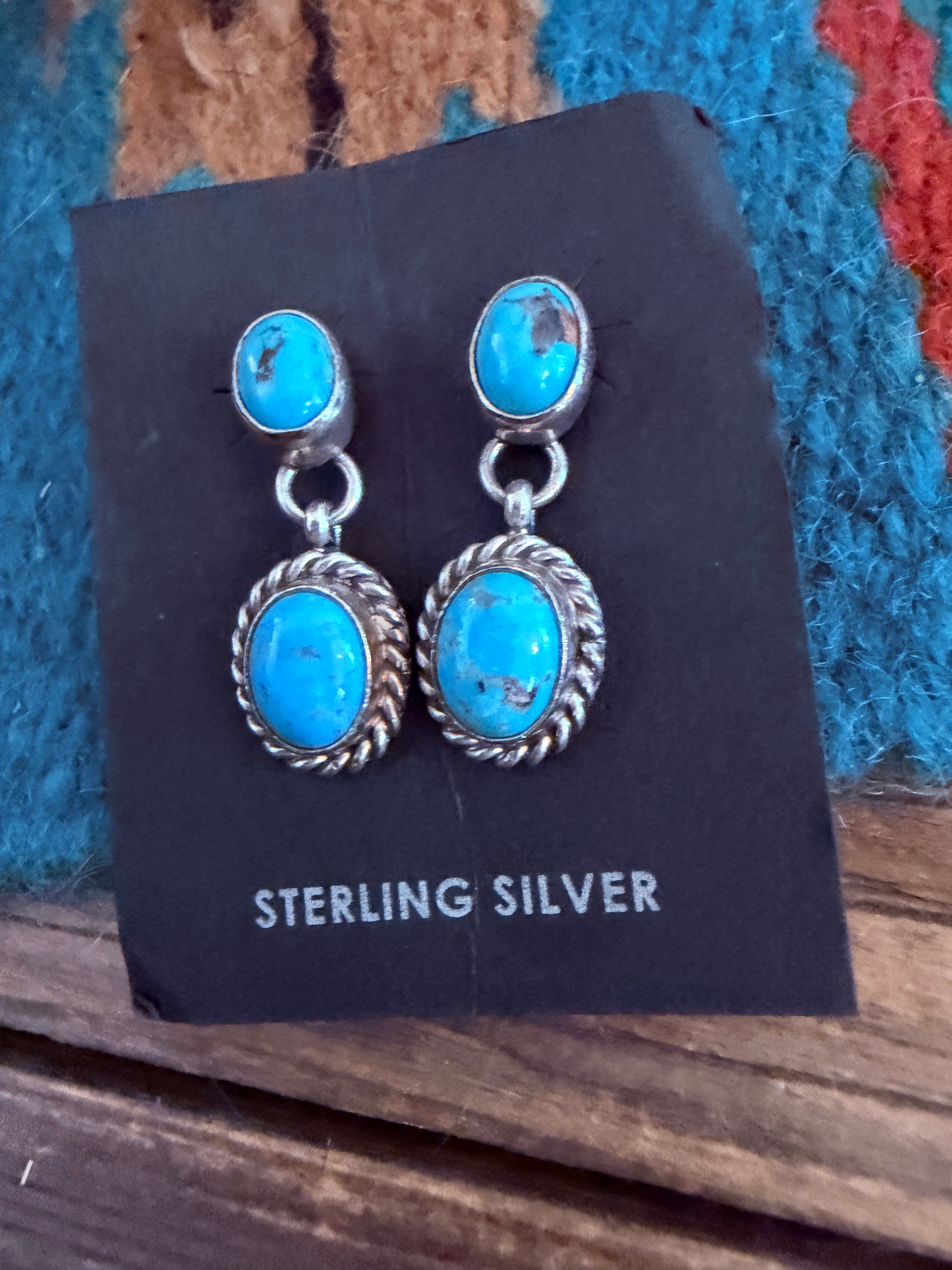 Handcrafted Turquoise & Sterling Silver Dangle Earrings