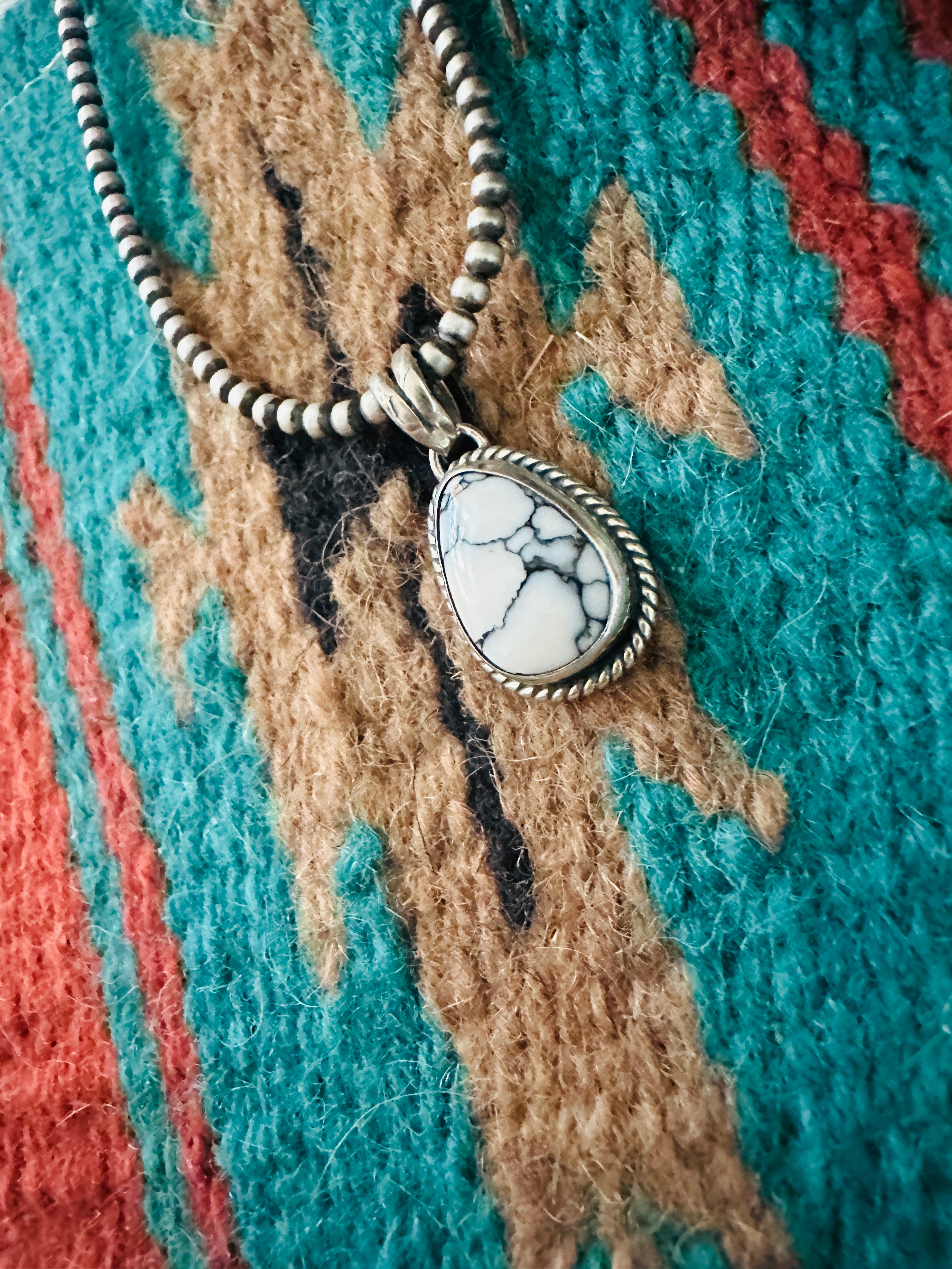 Navajo Howlite & Sterling Silver Pendant