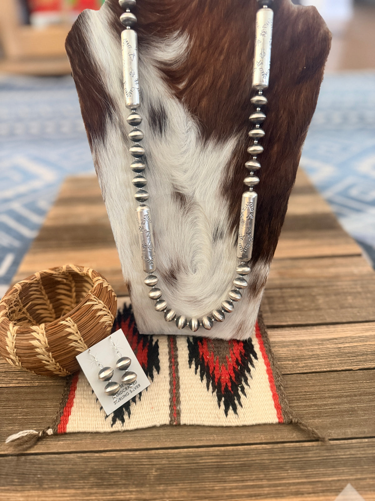 Handcrafted Sterling Silver Beaded Necklace and Earring Set