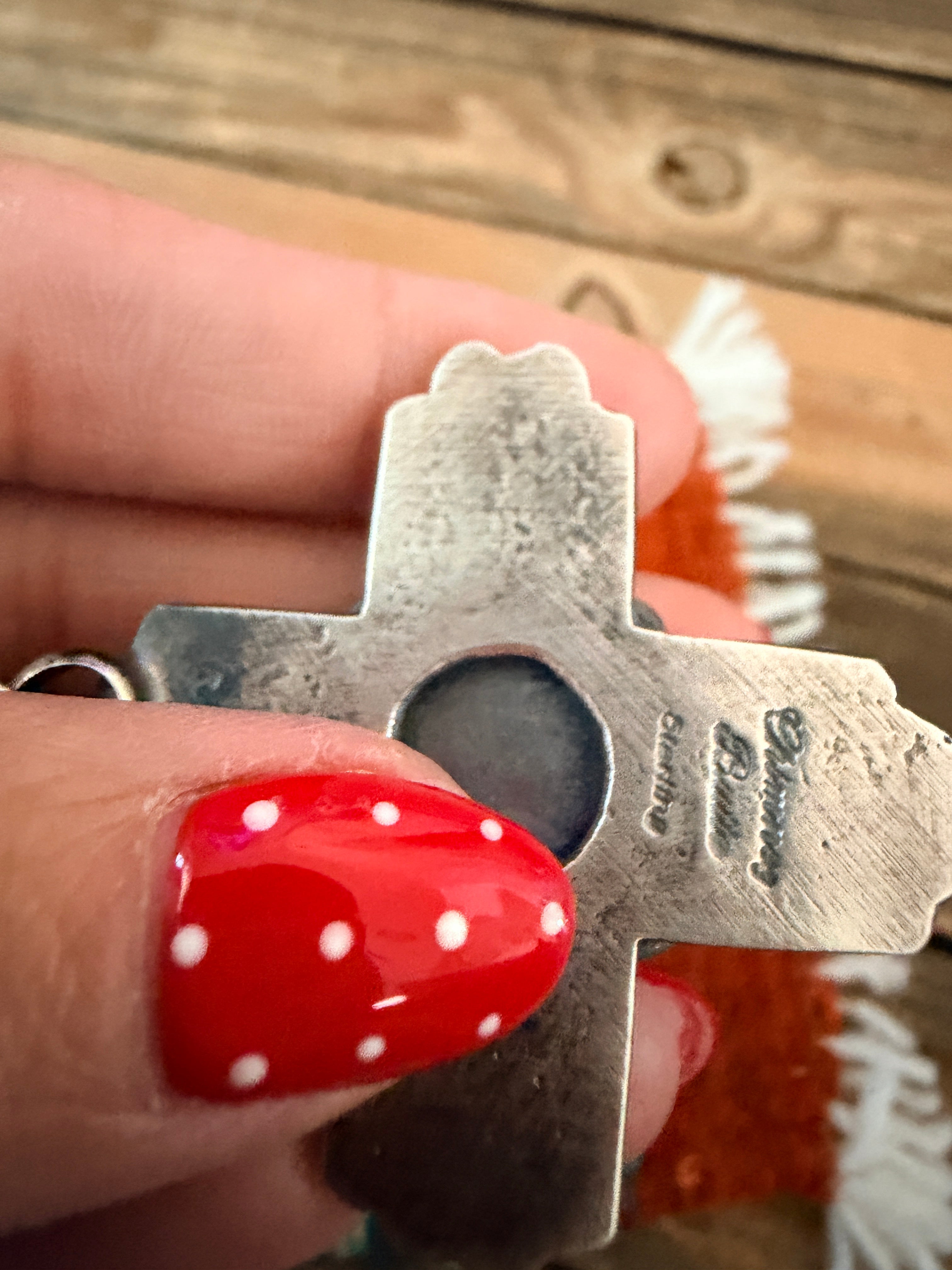 Handcrafted Sterling Silver & Golden Hills Turquoise Cross Pendant by Chimney Butte