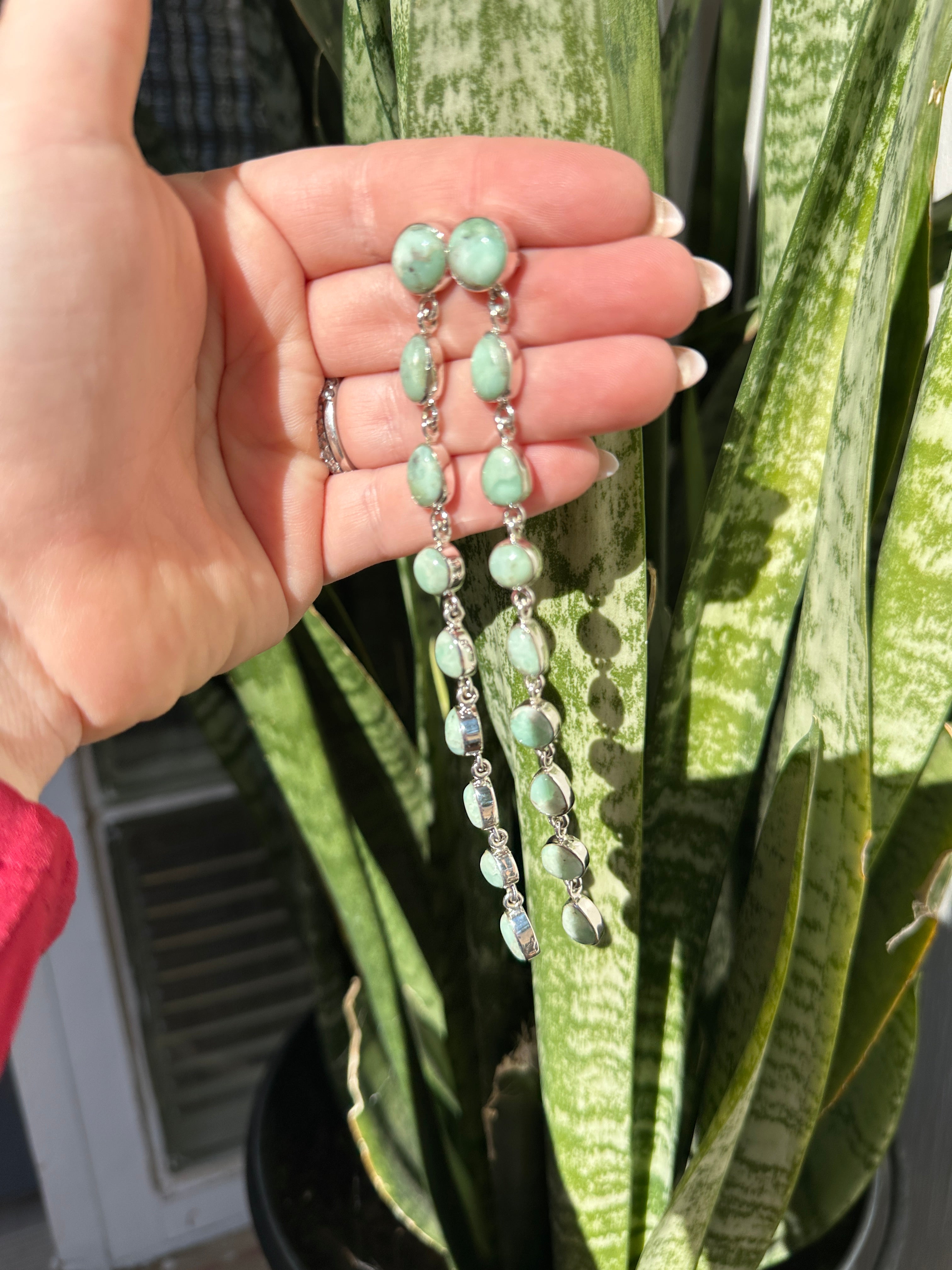 Handmade Paloma Turquoise & Sterling Silver Dangle Earrings