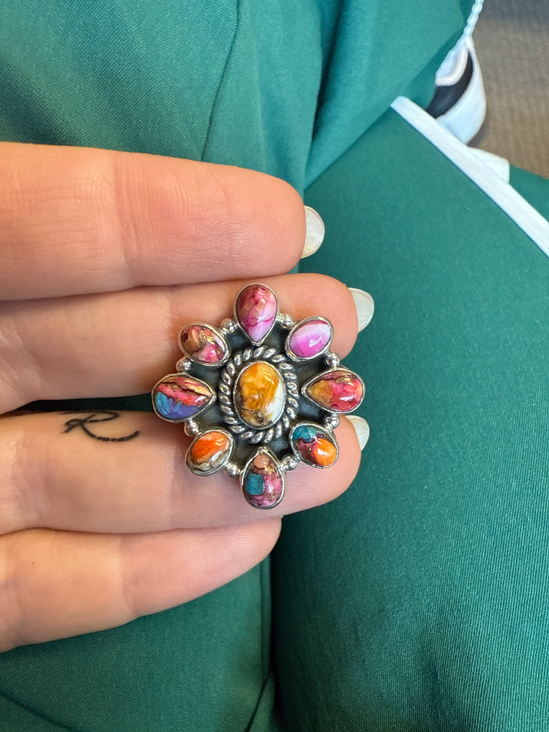 Handmade Adjustable Pink Dream Mojave & Sterling Silver Ring