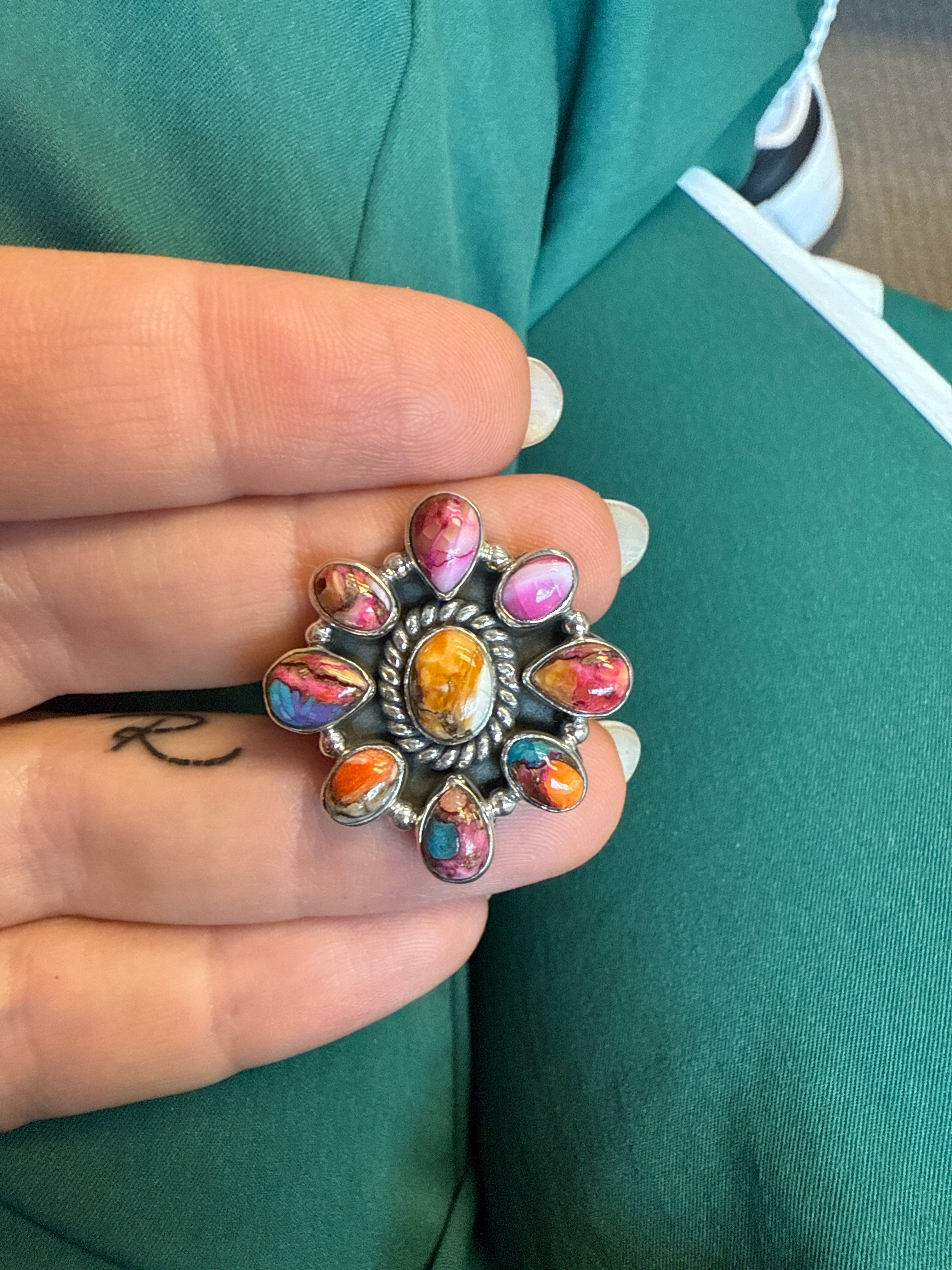 Handmade Adjustable Pink Dream Mojave & Sterling Silver Ring