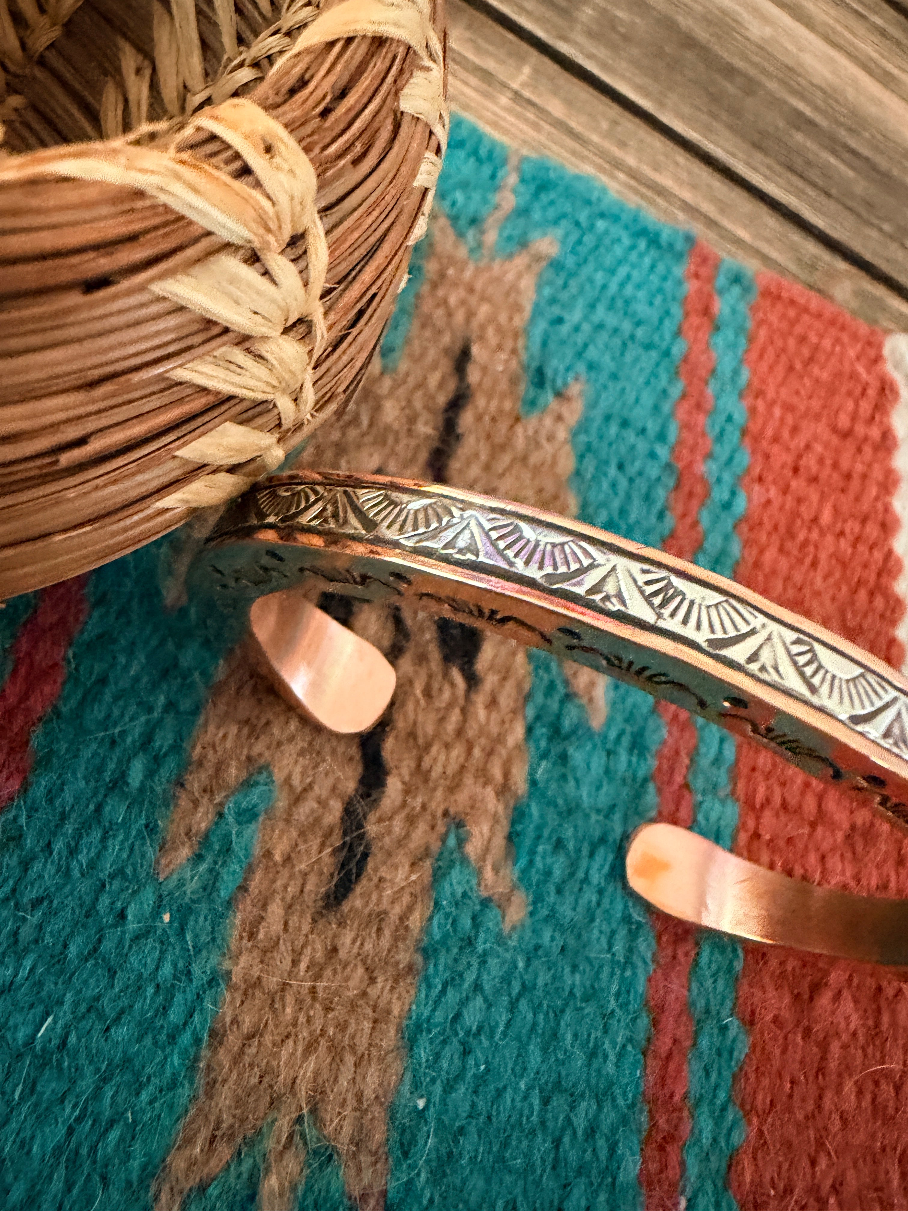 Handcrafted Copper & Sterling Silver Cuff Bracelet by Wylie Secatero