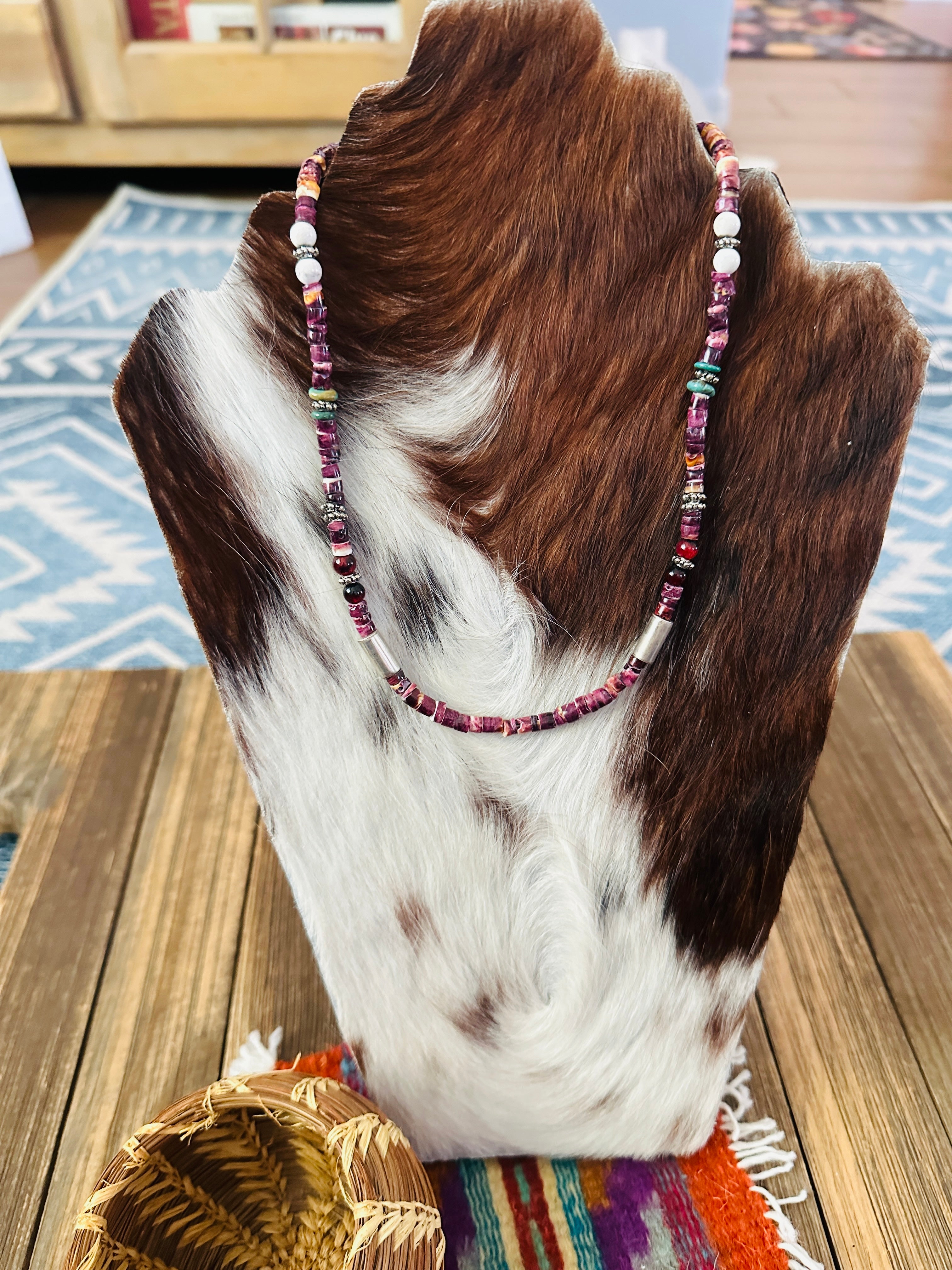 Handcrafted Multi Stone & Sterling Silver Beaded 18” Necklace by T & R Singer