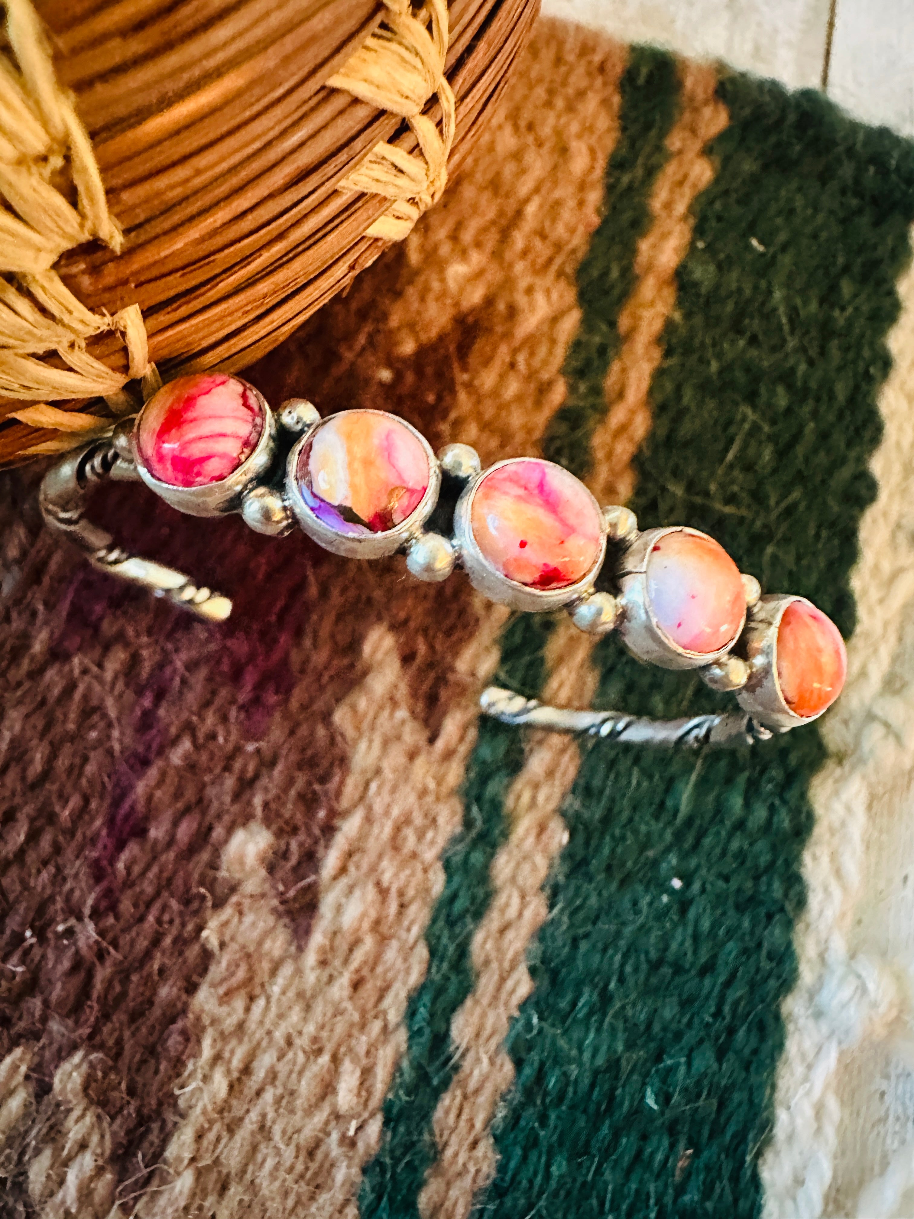 Navajo Pink Mojave & Sterling Silver Cuff Bracelet