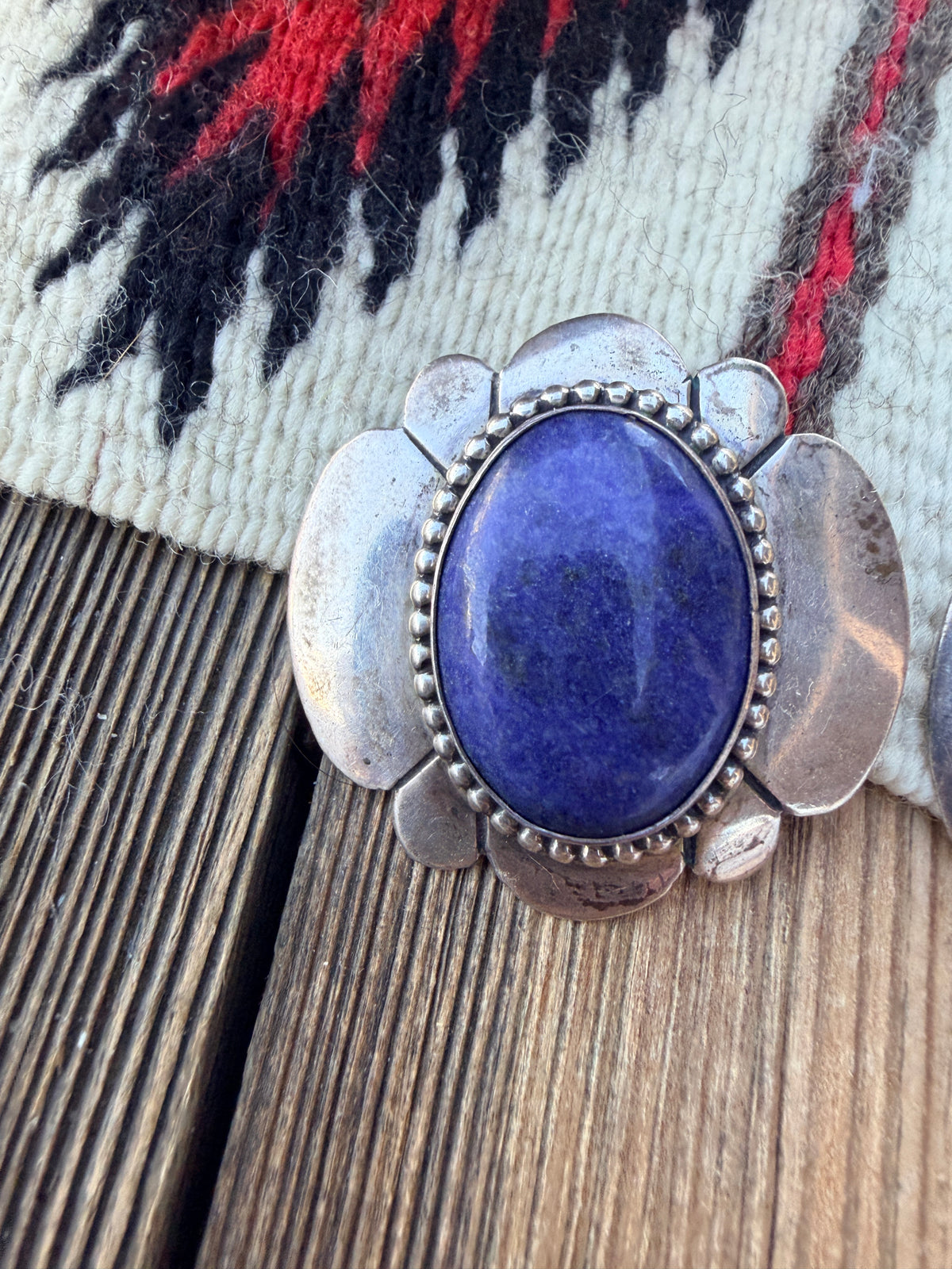 Old Pawn Handcrafted Sterling Silver & Lapis Post Earrings