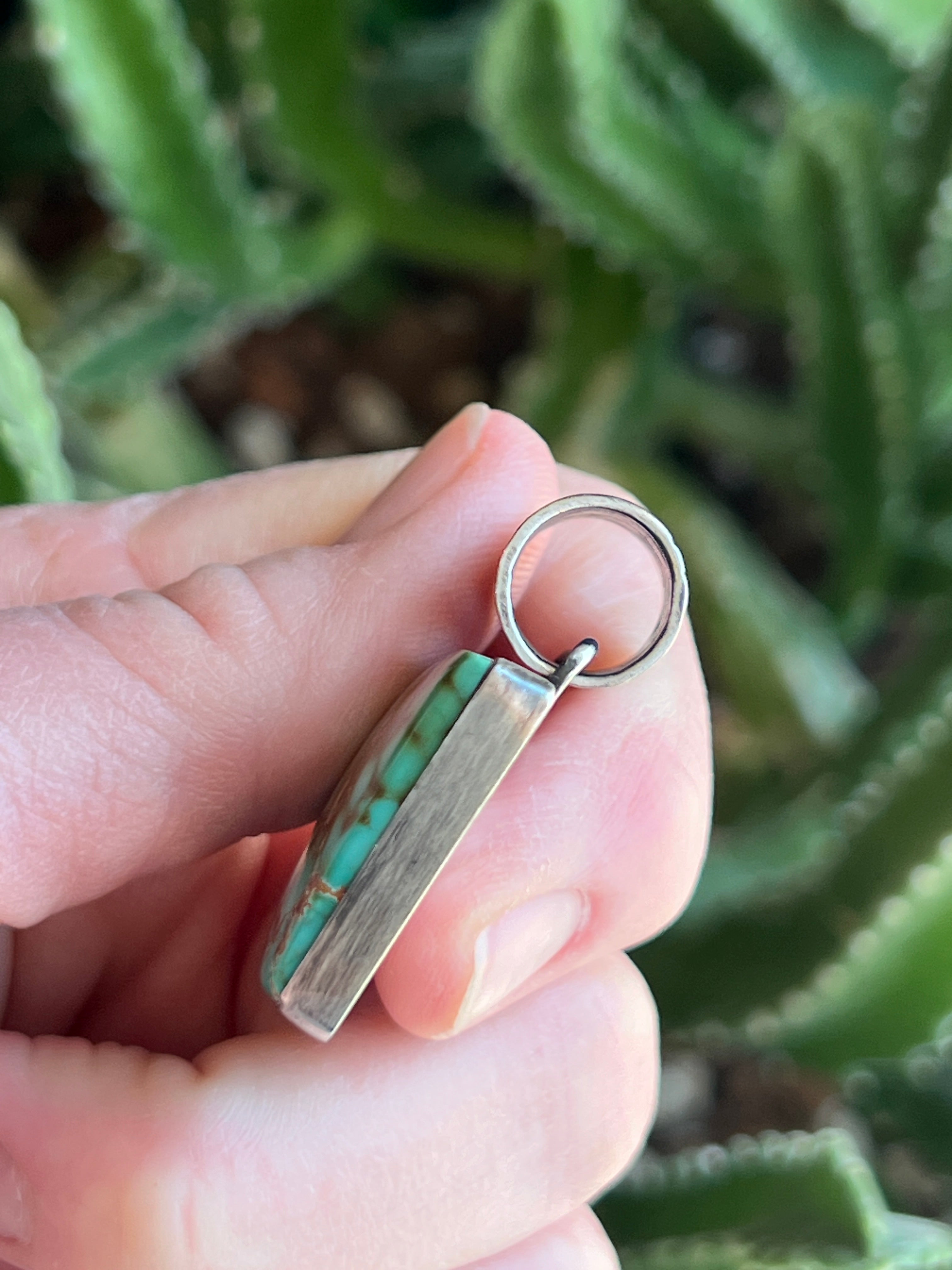 Handcrafted Sterling Silver and Royston Turquoise Solo Pendant by Angela Martin