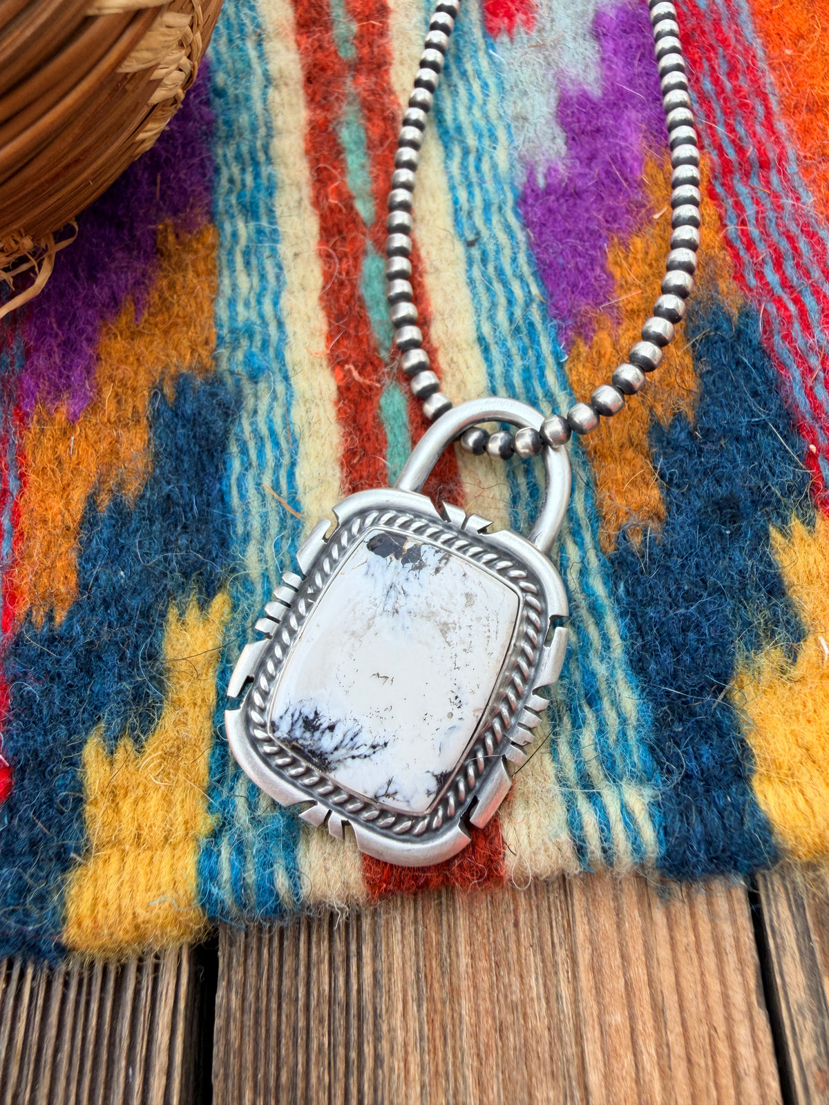 Handcrafted Sterling Silver & White Buffalo Pendant by Jon McCray