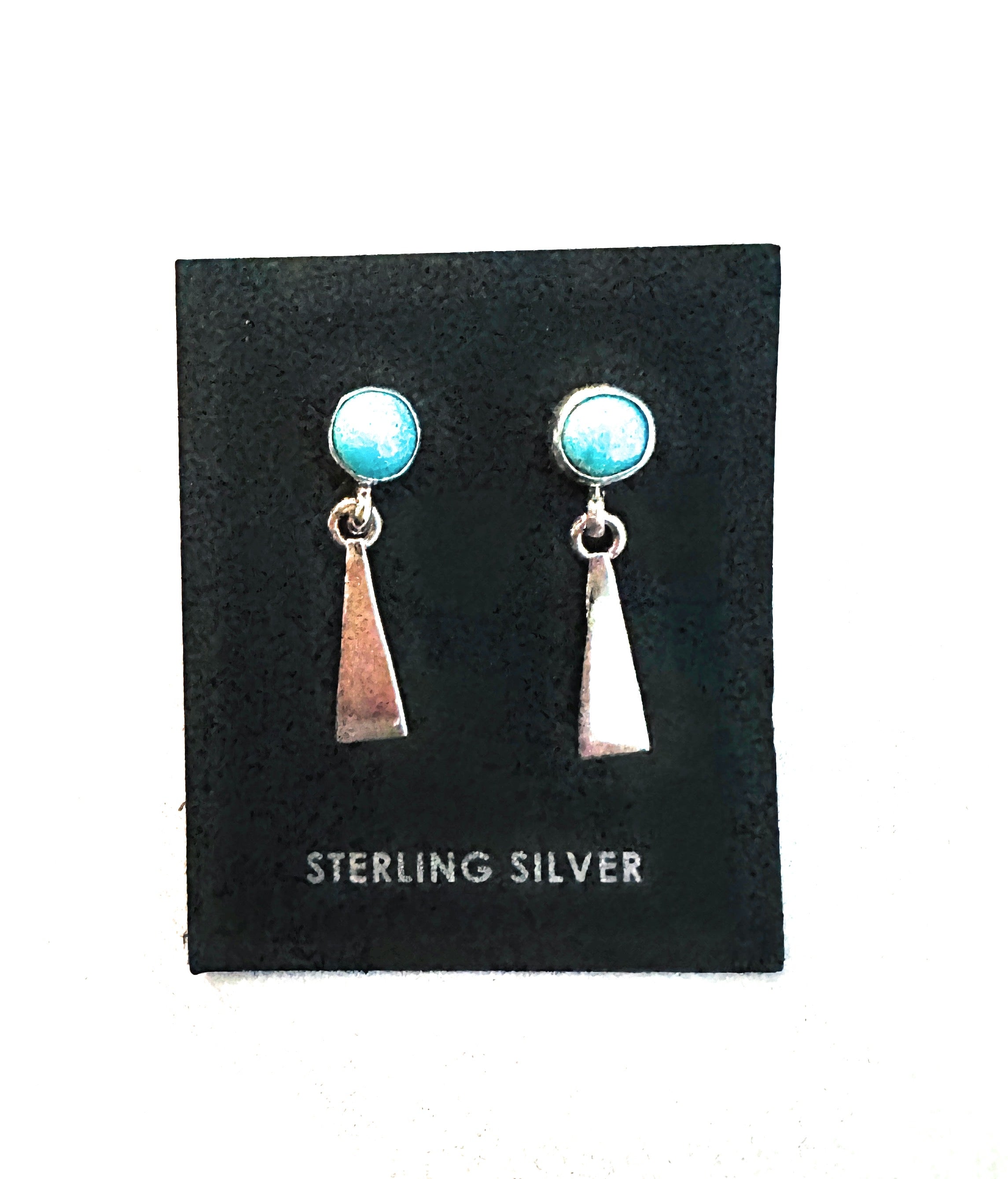 Navajo Turquoise & Sterling Silver Triangle Dangle Earrings