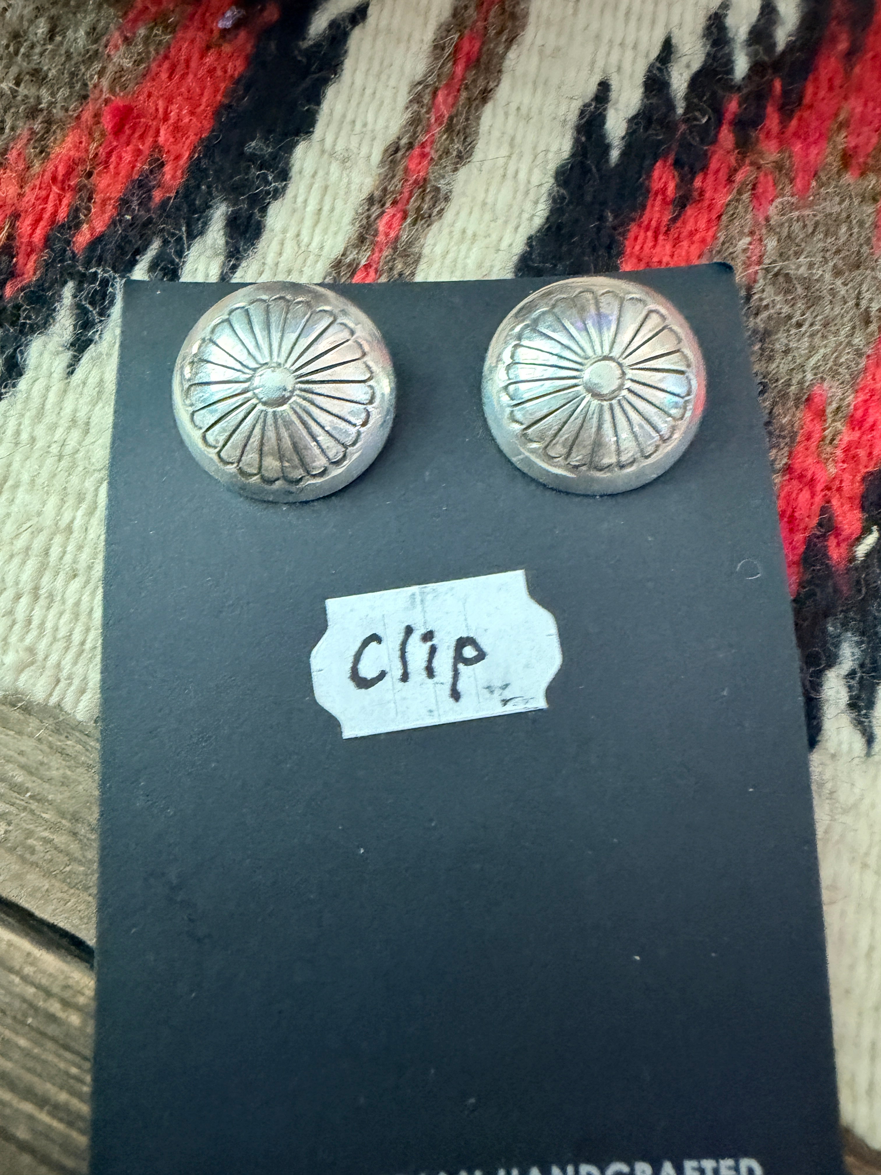 Old Pawn Handcrafted Sterling Silver Clip On Earrings
