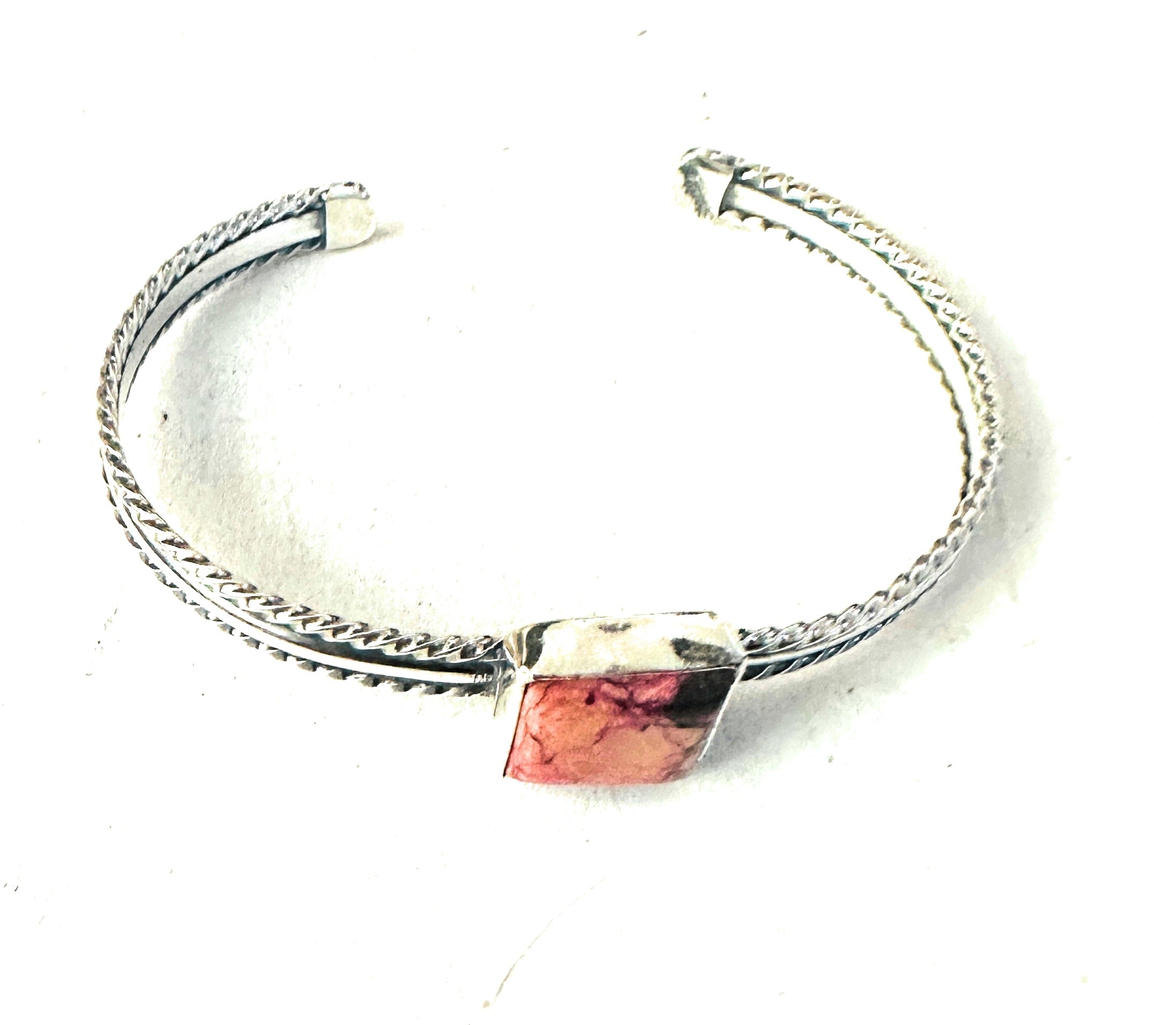 Navajo Sterling Silver & Pink Dream Mojave Cuff Bracelet