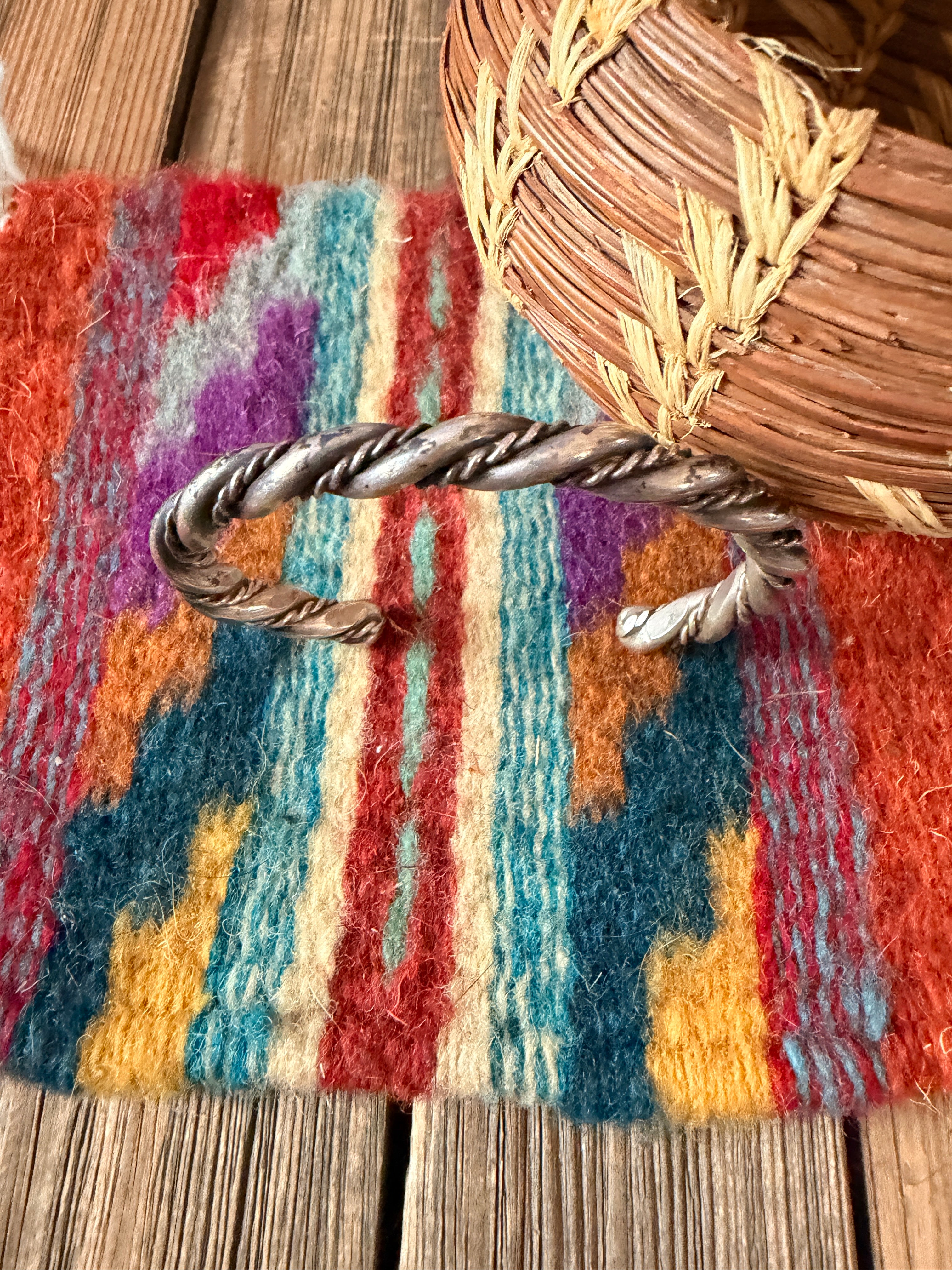 Handcrafted Old Pawn Twisted Sterling Silver Cuff Bracelet