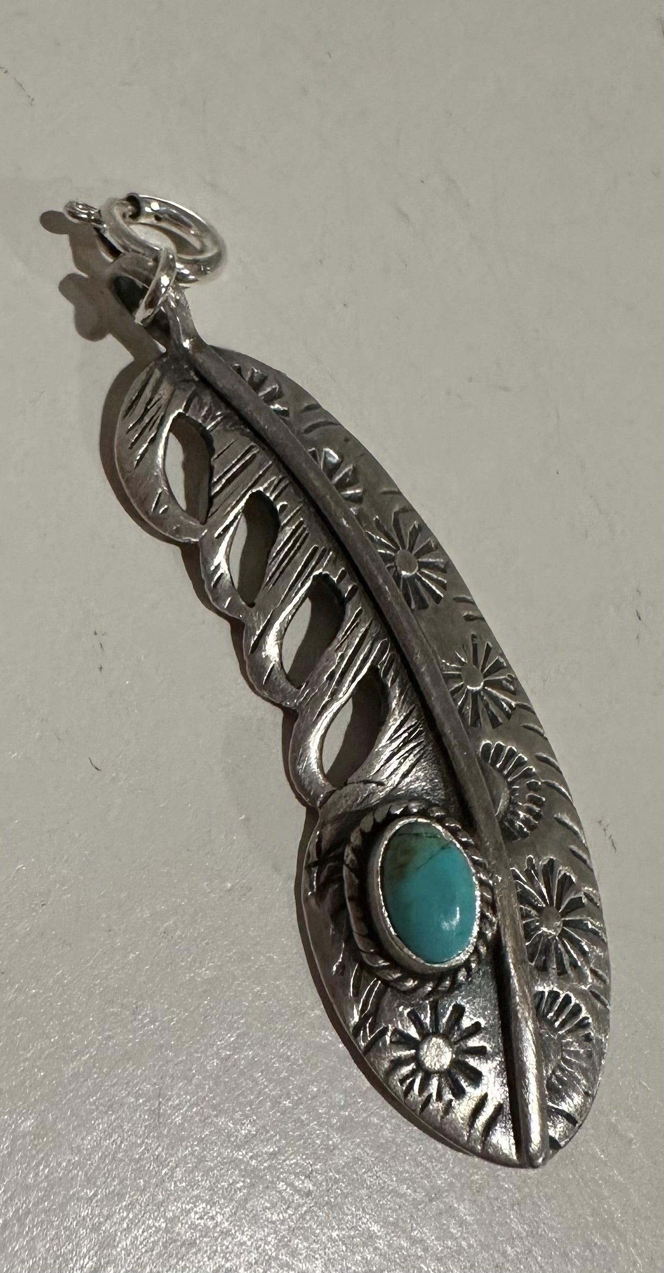 Sterling Silver Turquoise Feather Charm