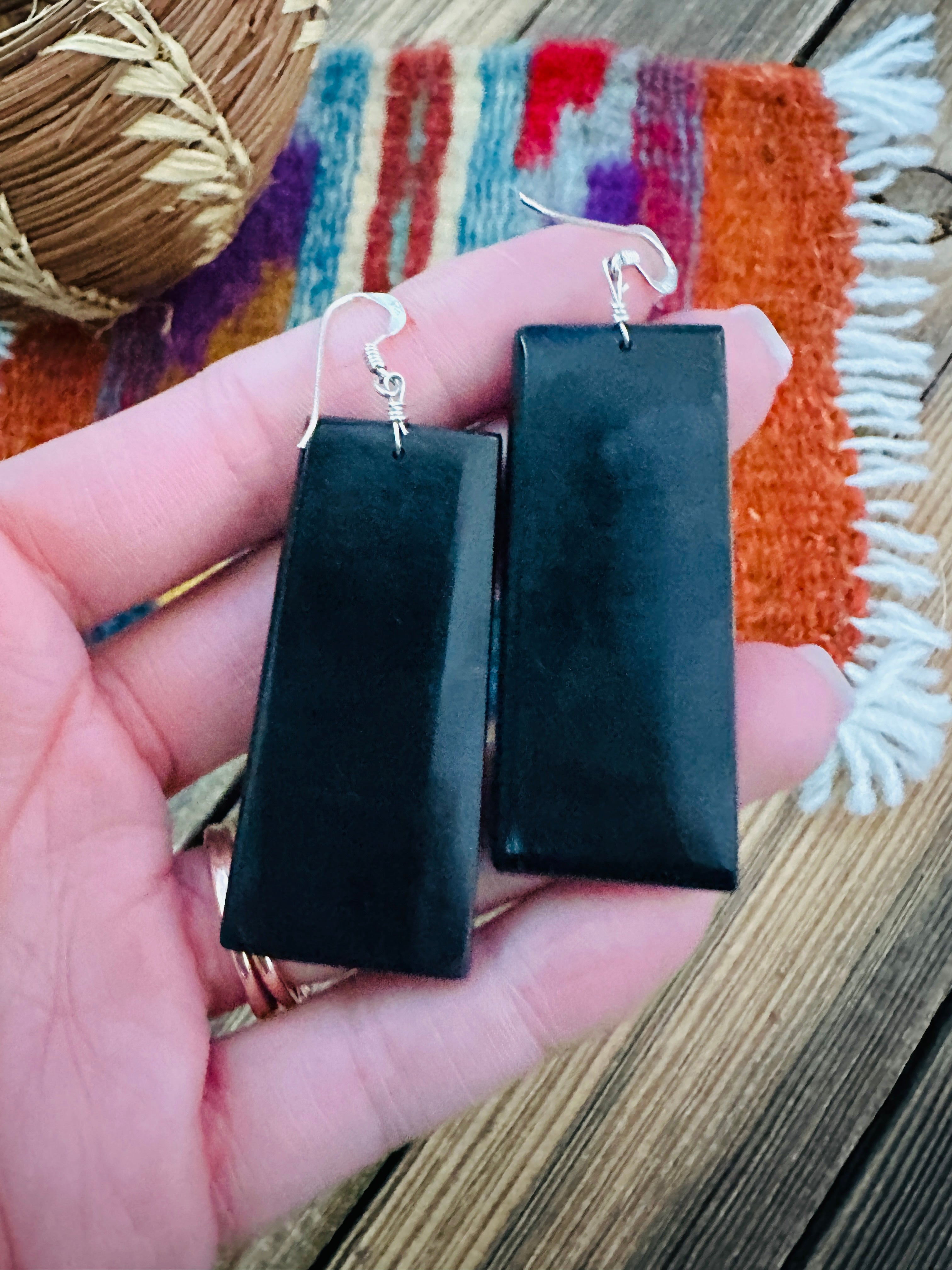 Handcrafted Multi Stone Inlay Slab Dangle Earrings