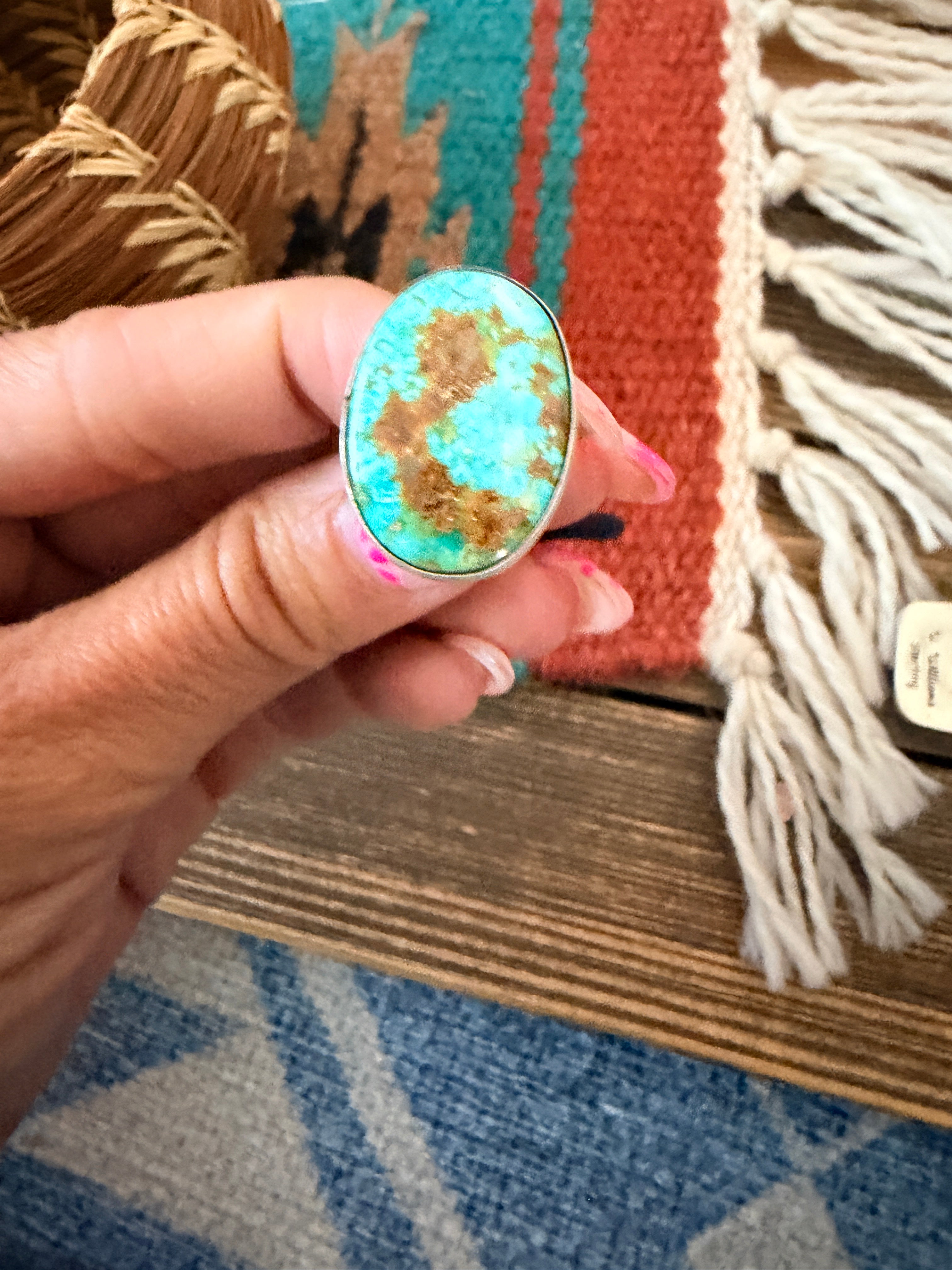 Handcrafted Turquoise & Sterling Silver Hair Tie