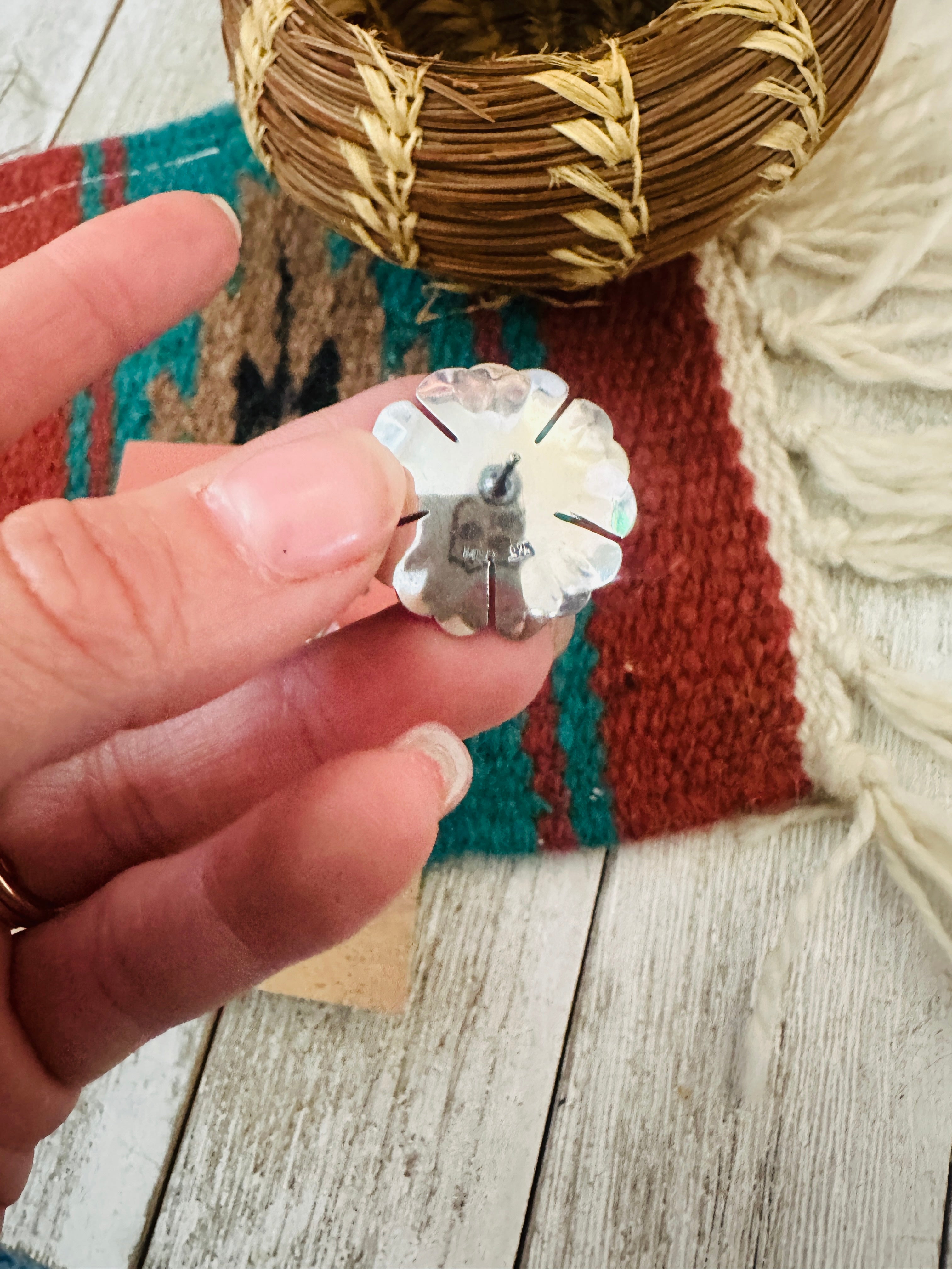 Sterling Silver & Turquoise Flower Stud Earrings