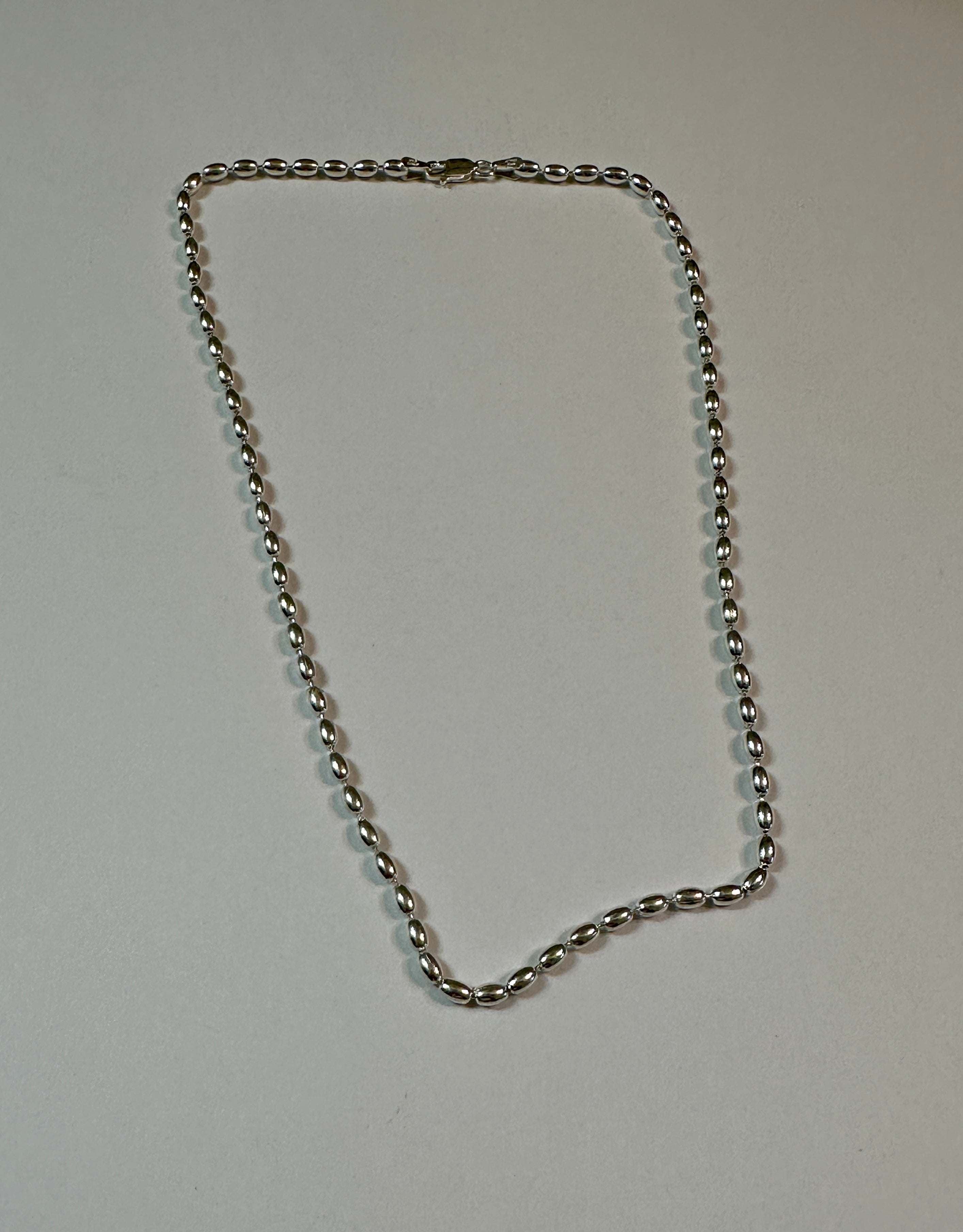 Sterling Silver Rice Bead Necklace 20”